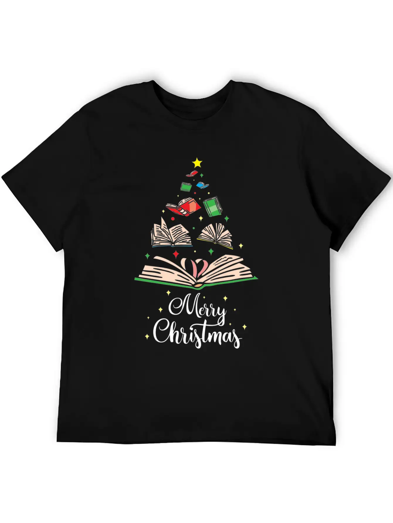 Cute Christmas Tree Books Clothing Book Lover Gift Unisex Casual T-Shirt – Clean Design For Daily Comfort