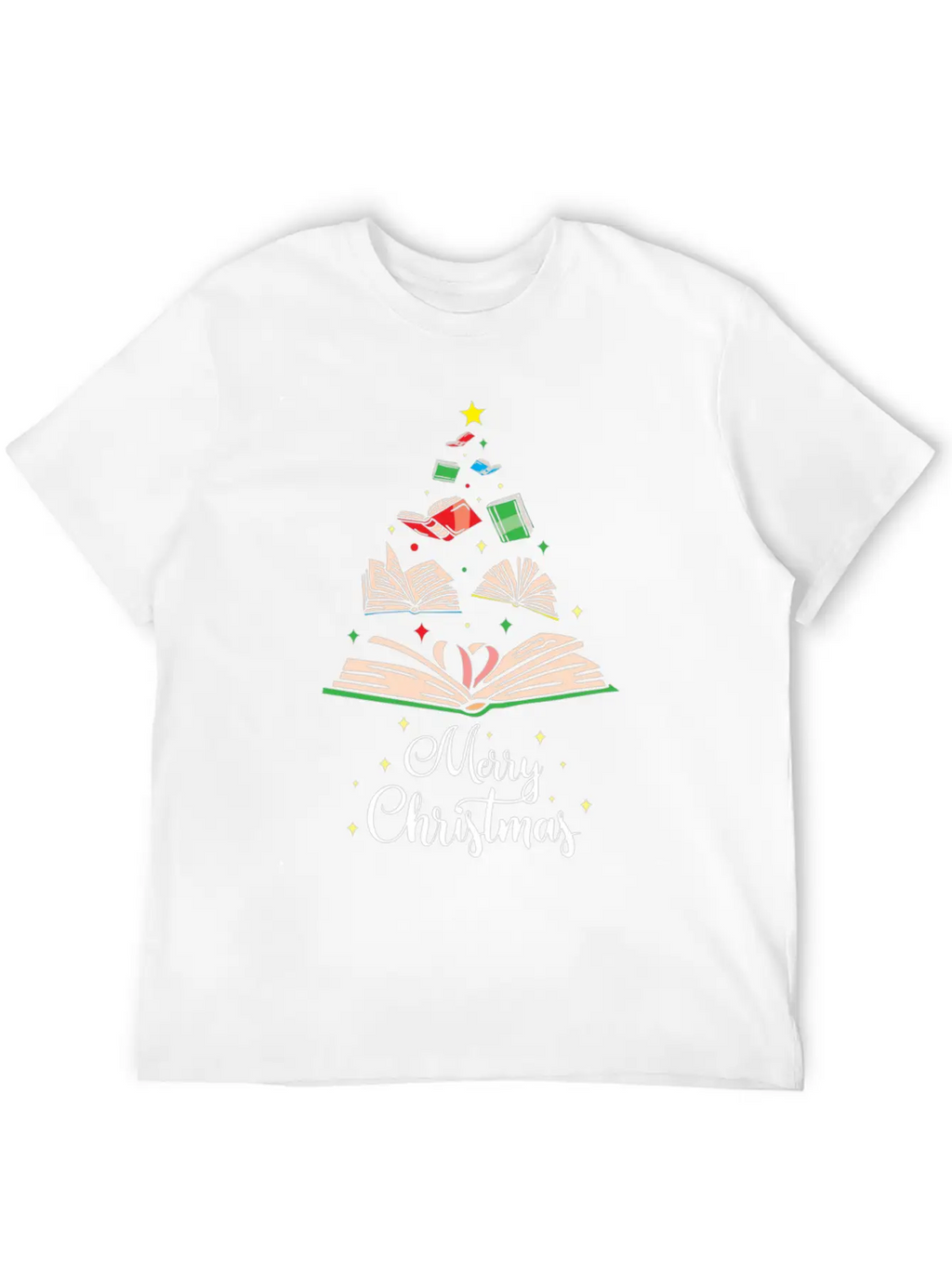 Cute Christmas Tree Books Clothing Book Lover Gift Unisex Casual T-Shirt – Clean Design For Daily Comfort
