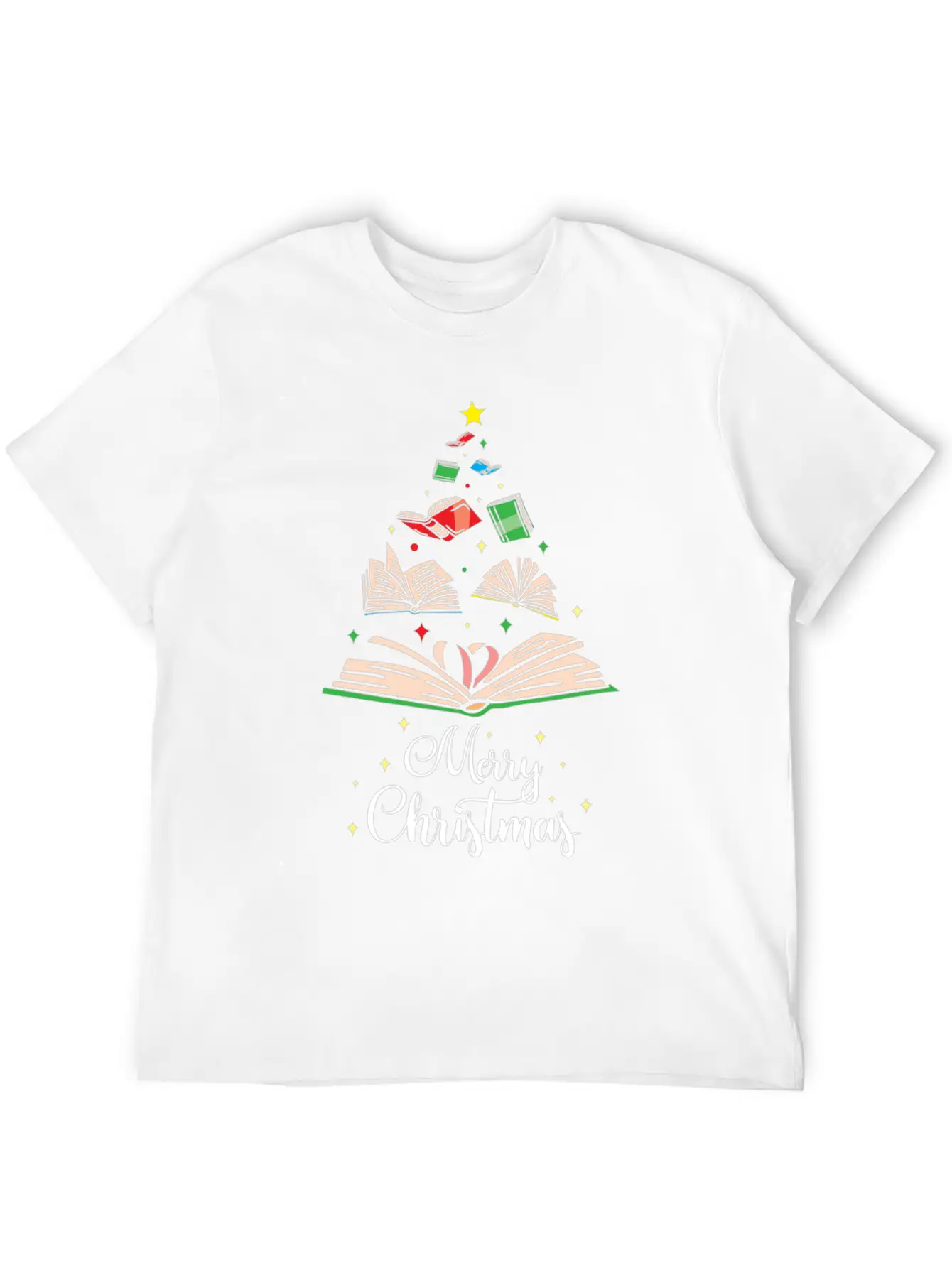 Cute Christmas Tree Books Clothing Book Lover Gift Unisex Casual T-Shirt – Clean Design For Daily Comfort