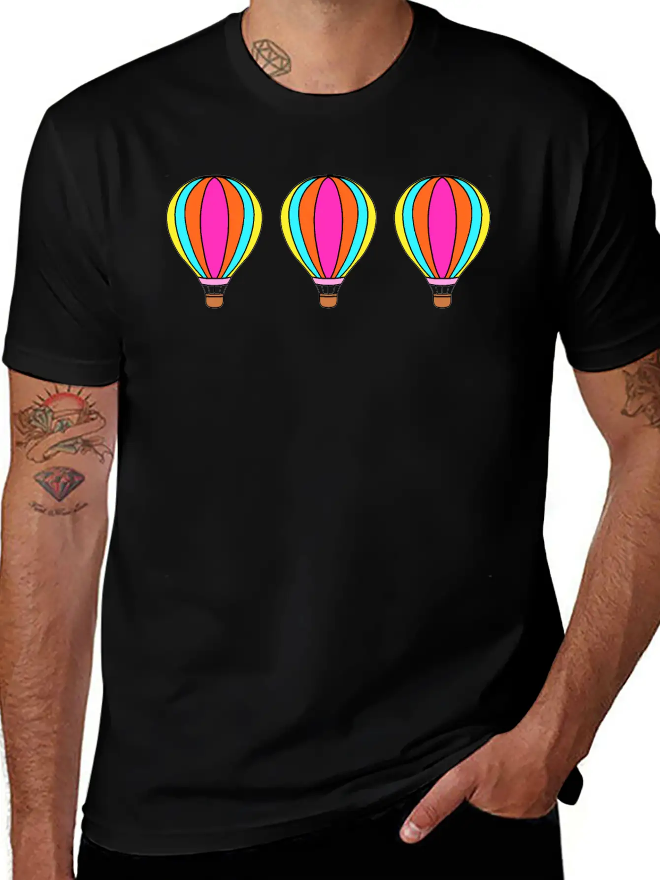 Cute Colorful Flying Hot Air Balloons Cartoon Unisex Casual T-Shirt – Clean Design For Daily Comfort