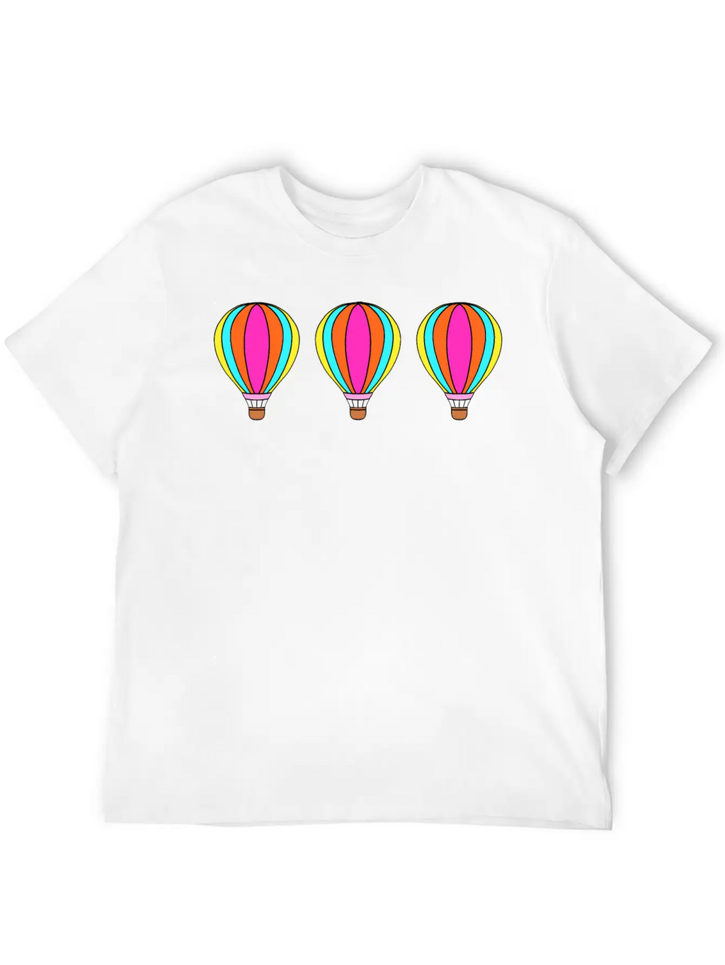 Cute Colorful Flying Hot Air Balloons Cartoon Unisex Casual T-Shirt – Clean Design For Daily Comfort
