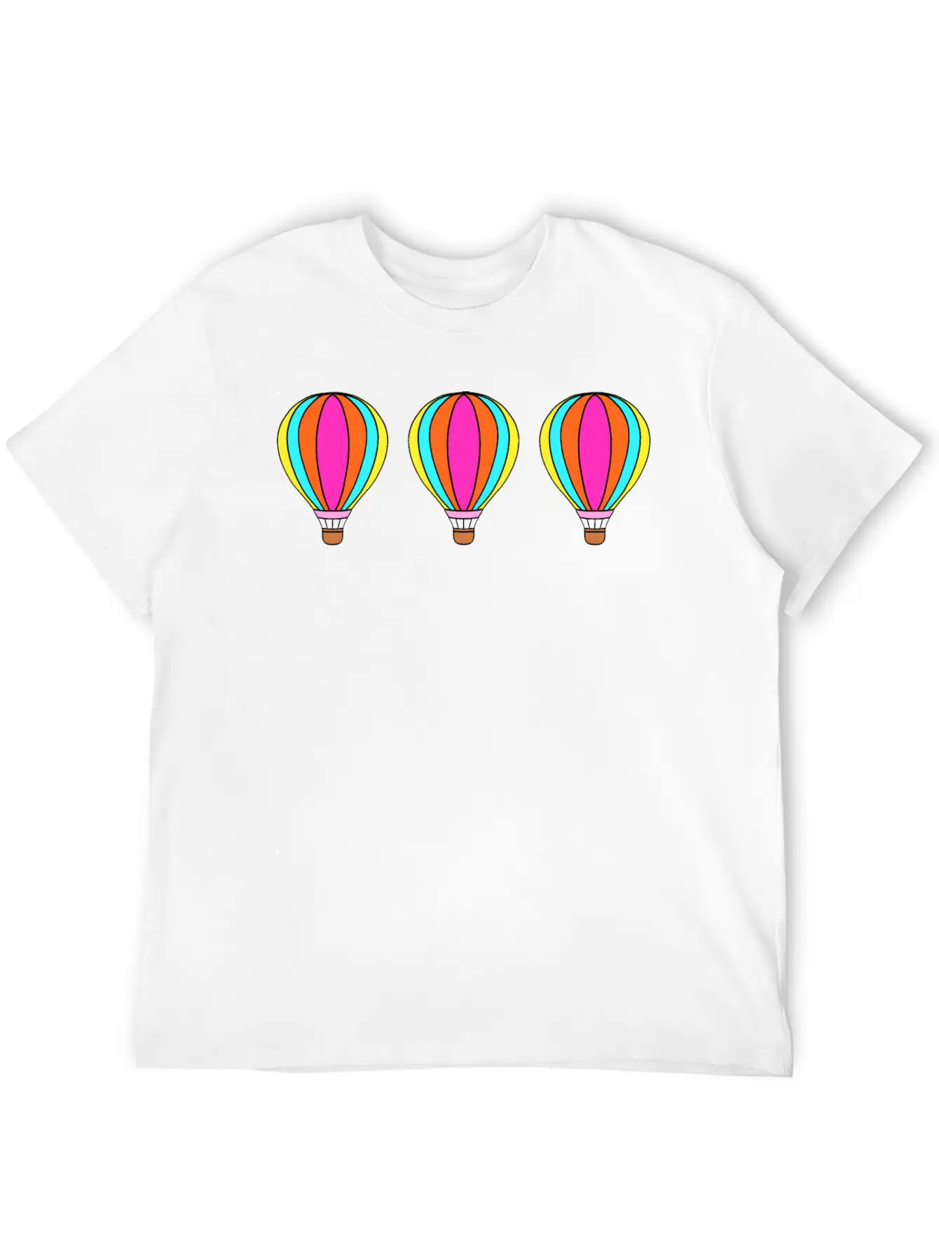 Cute Colorful Flying Hot Air Balloons Cartoon Unisex Casual T-Shirt – Clean Design For Daily Comfort
