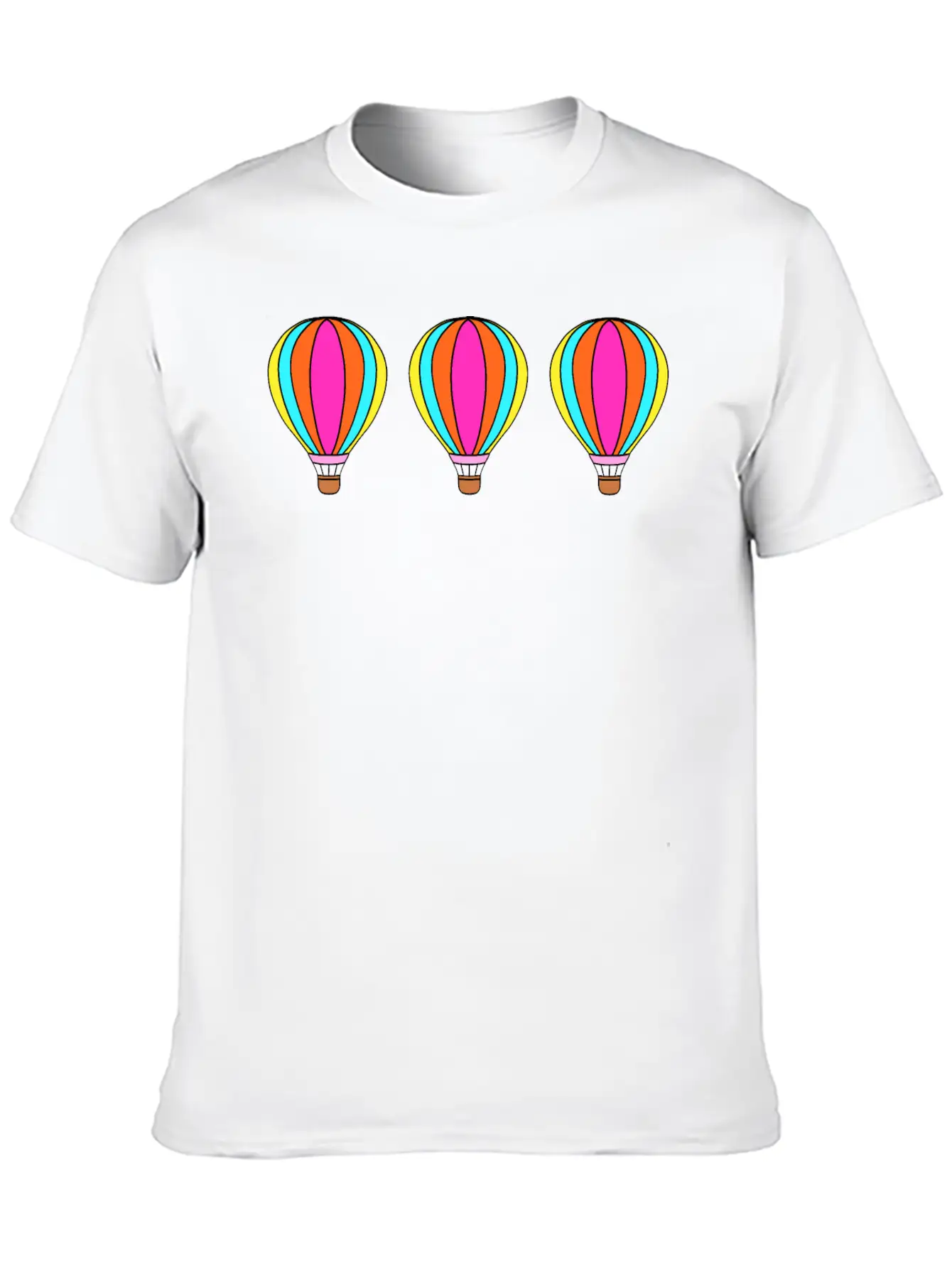 Cute Colorful Flying Hot Air Balloons Cartoon Unisex Casual T-Shirt – Clean Design For Daily Comfort