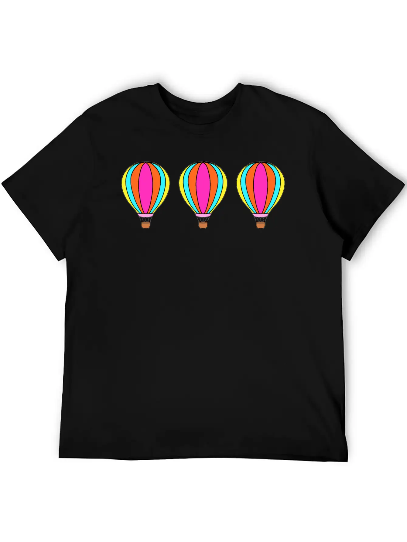 Cute Colorful Flying Hot Air Balloons Cartoon Unisex Casual T-Shirt – Clean Design For Daily Comfort