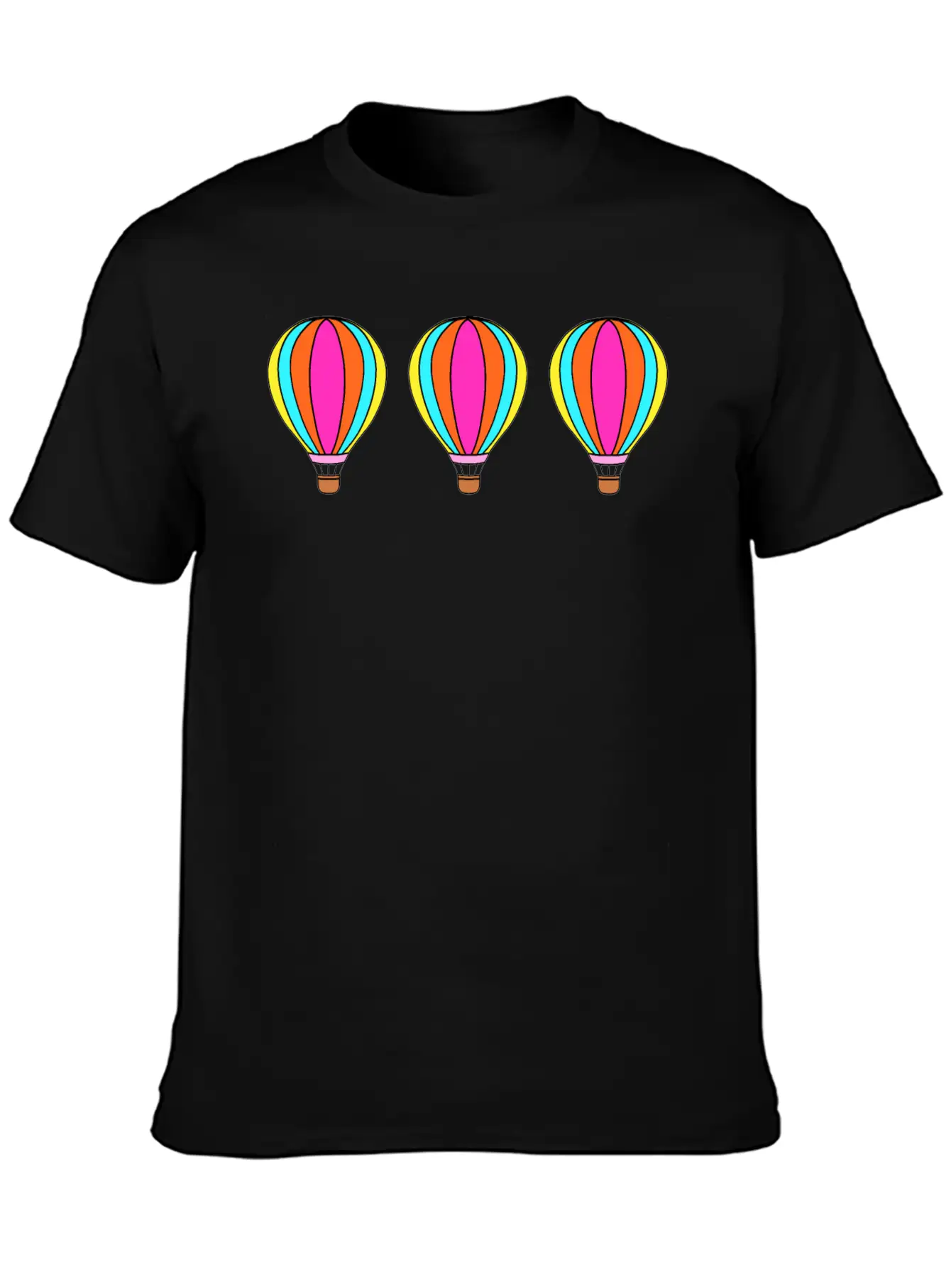 Cute Colorful Flying Hot Air Balloons Cartoon Unisex Casual T-Shirt – Clean Design For Daily Comfort
