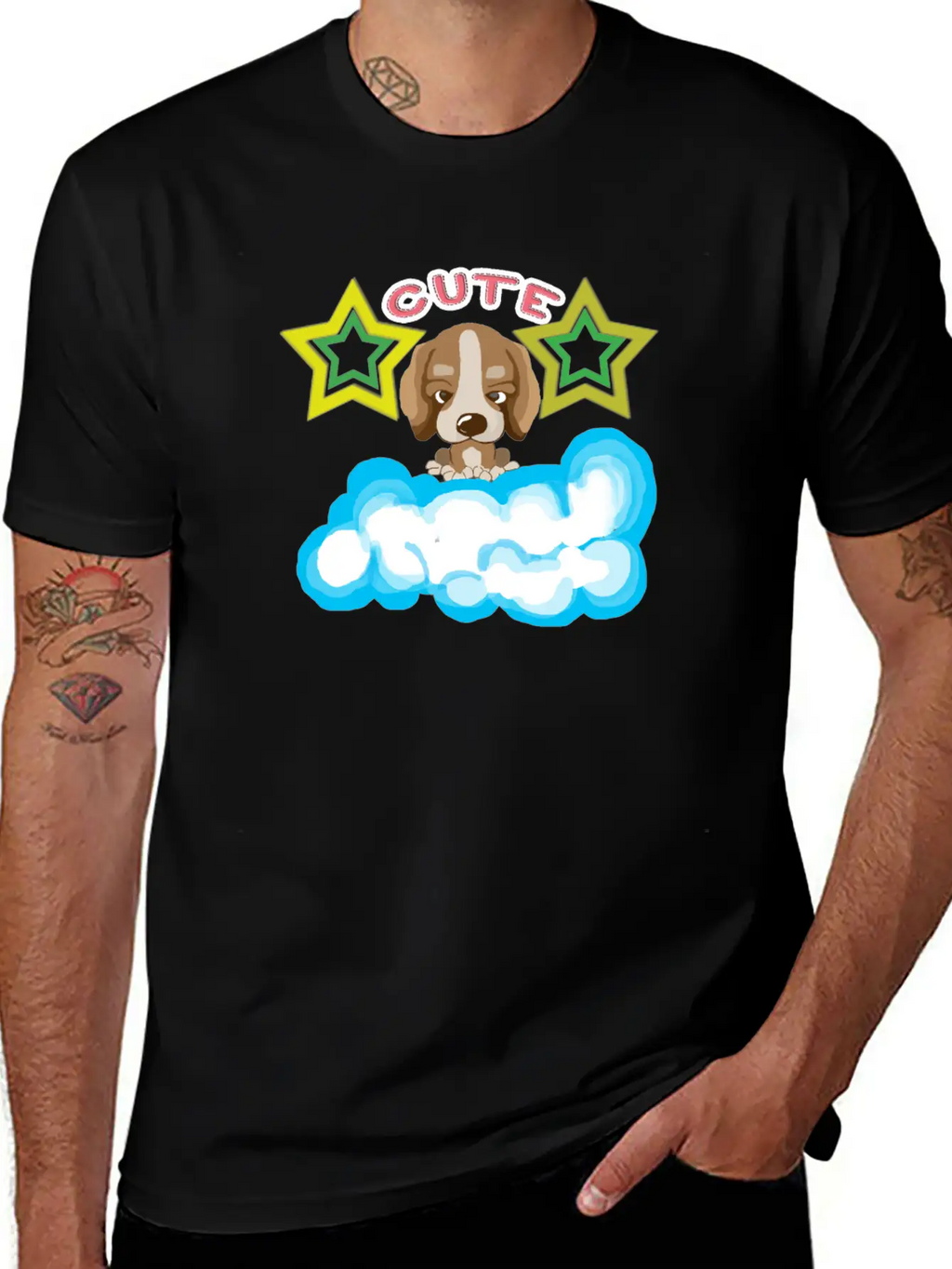 Cute Dog On Cloud Unisex Casual T-Shirt – Clean Design For Daily Comfort