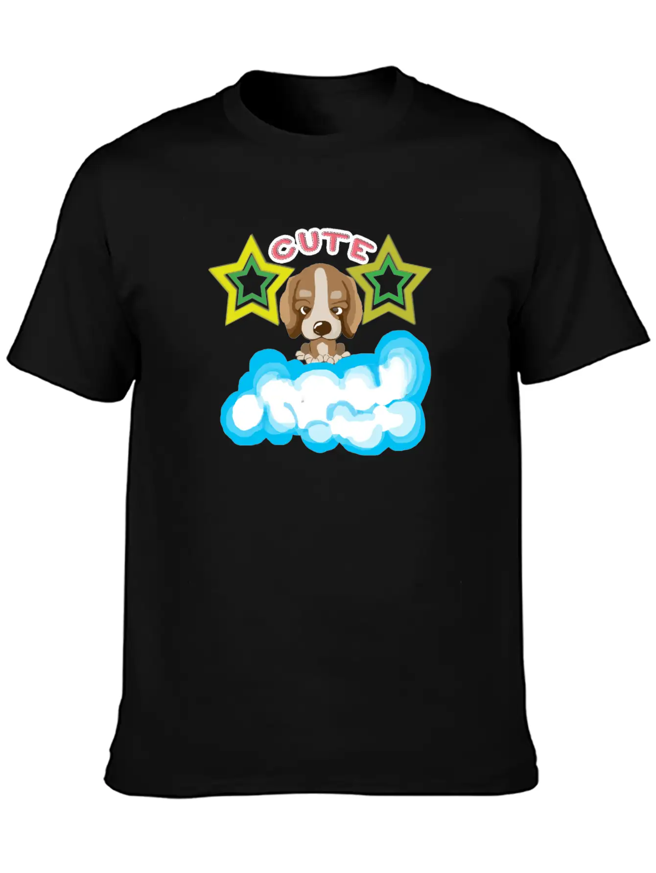 Cute Dog On Cloud Unisex Casual T-Shirt – Clean Design For Daily Comfort