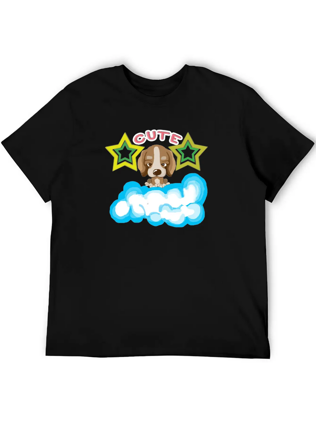 Cute Dog On Cloud Unisex Casual T-Shirt – Clean Design For Daily Comfort