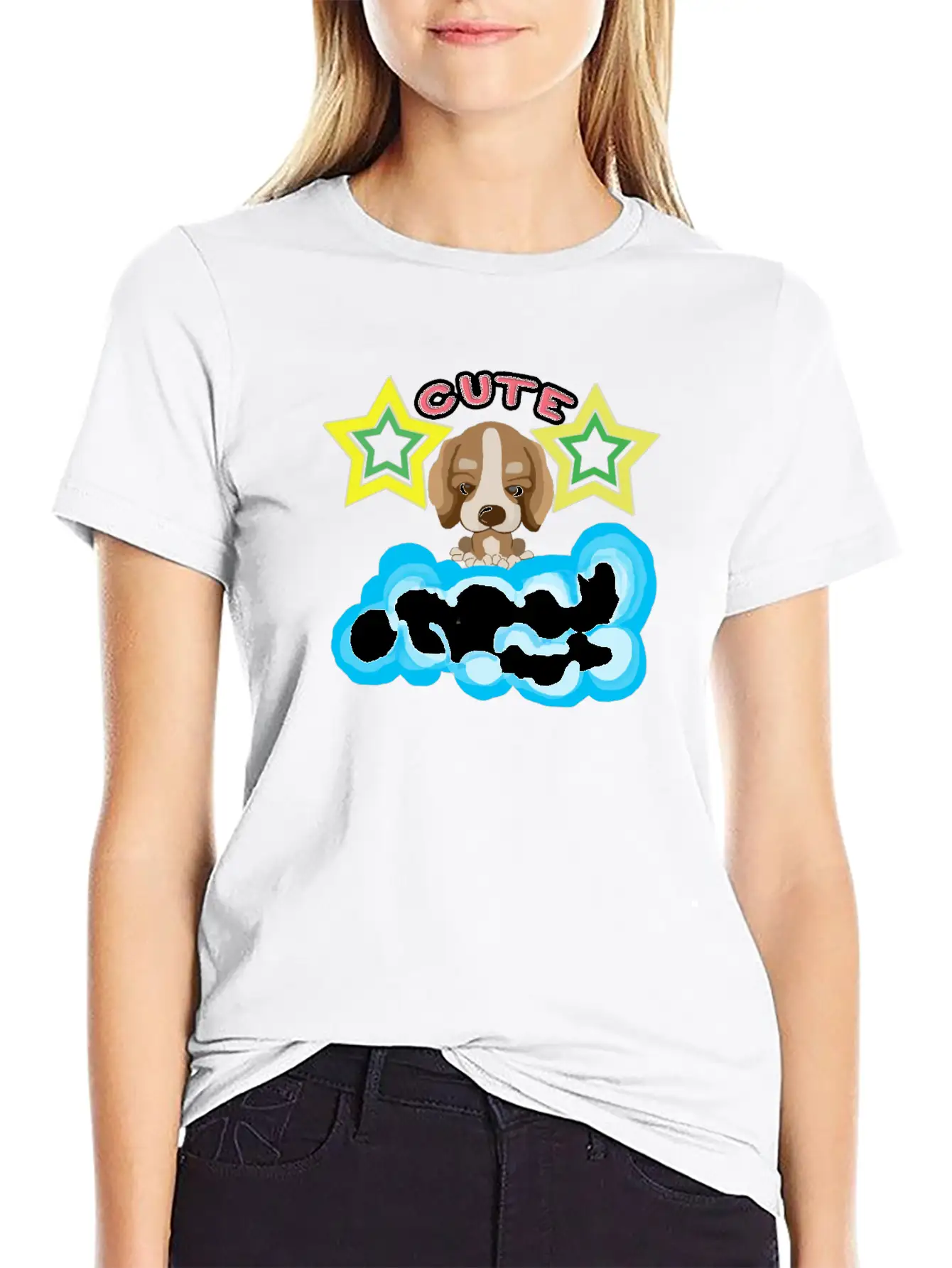 Cute Dog On Cloud Unisex Casual T-Shirt – Clean Design For Daily Comfort