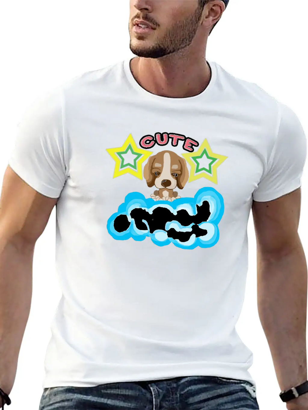 Cute Dog On Cloud Unisex Casual T-Shirt – Clean Design For Daily Comfort