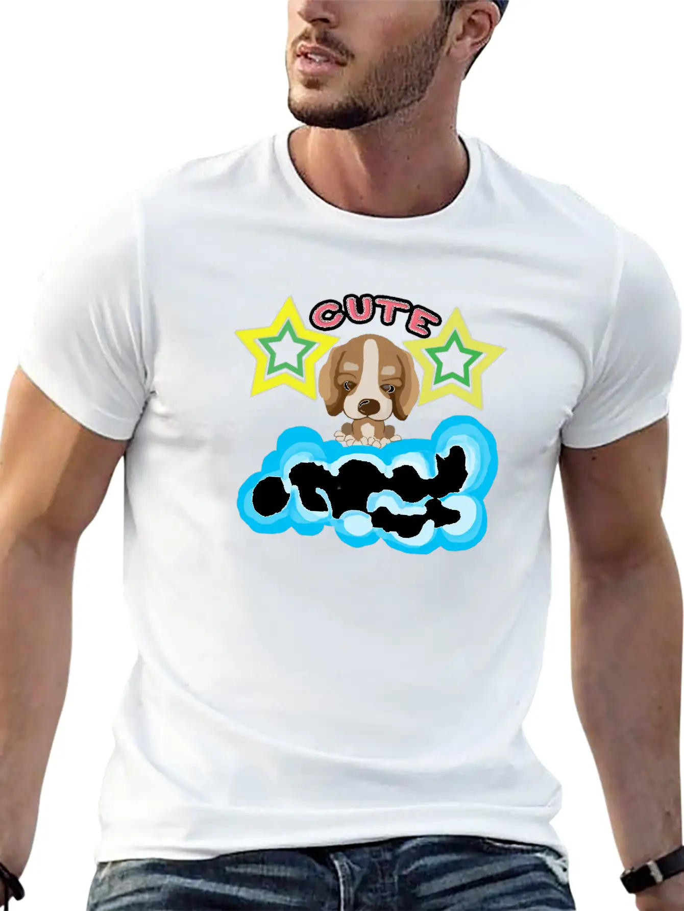 Cute Dog On Cloud Unisex Casual T-Shirt – Clean Design For Daily Comfort