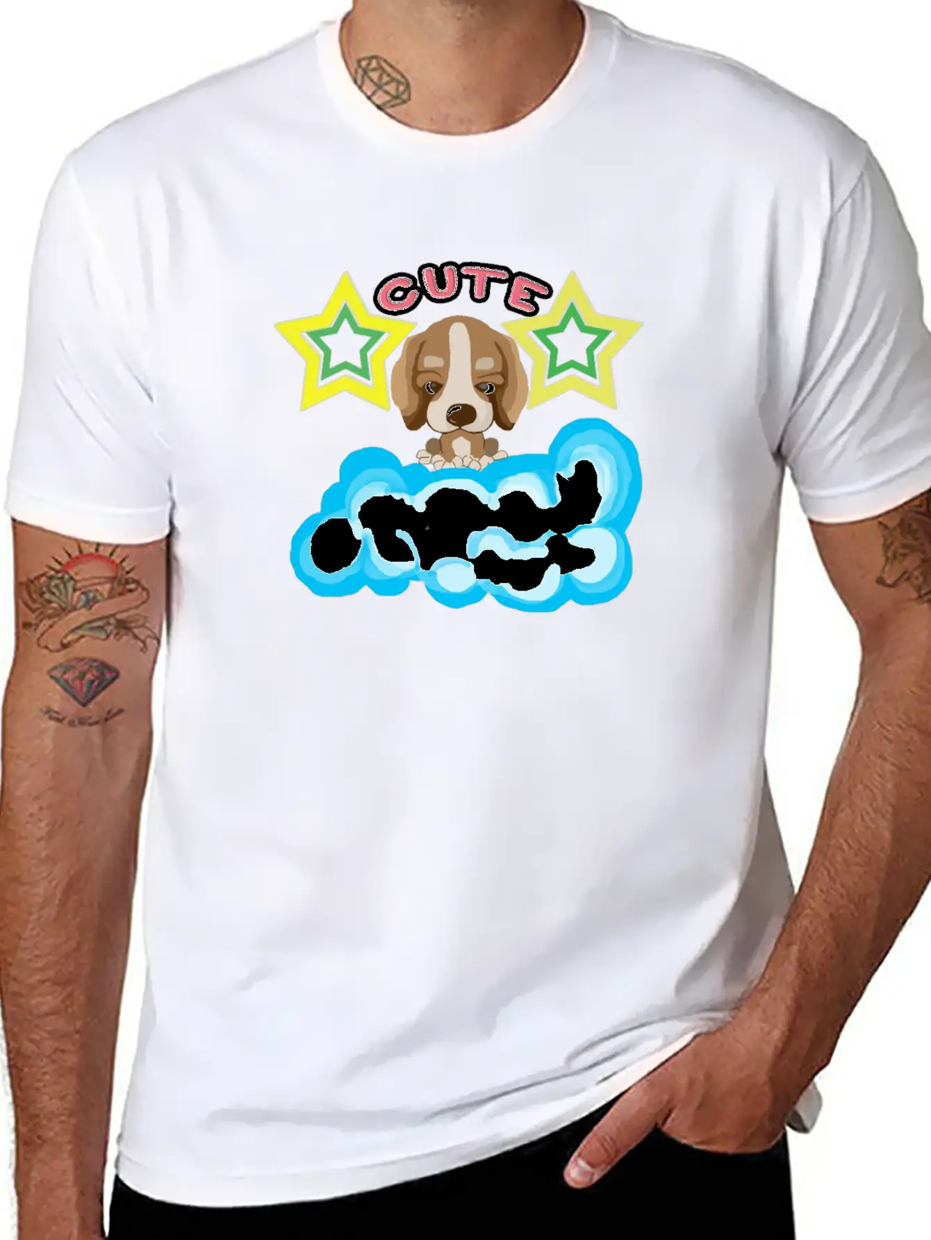 Cute Dog On Cloud Unisex Casual T-Shirt – Clean Design For Daily Comfort