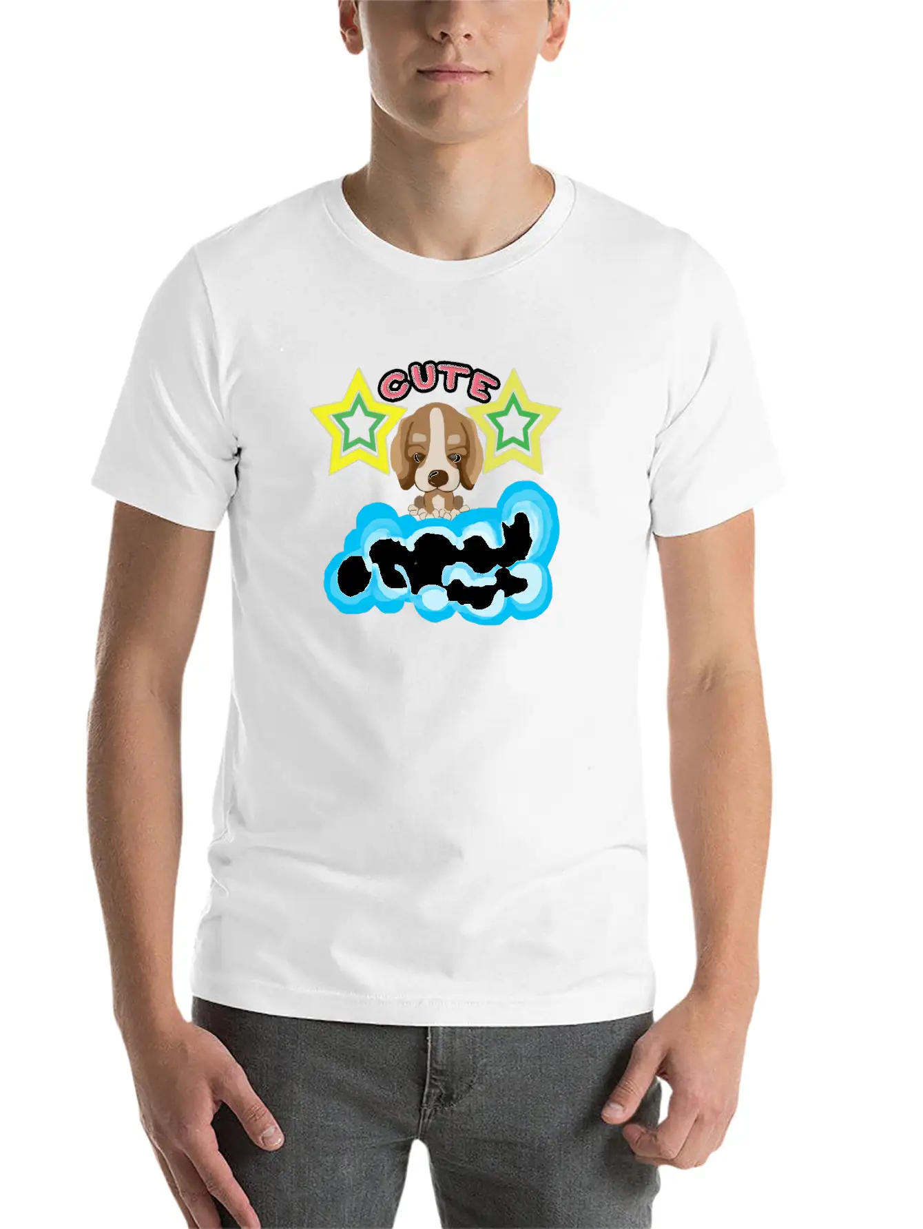 Cute Dog On Cloud Unisex Casual T-Shirt – Clean Design For Daily Comfort