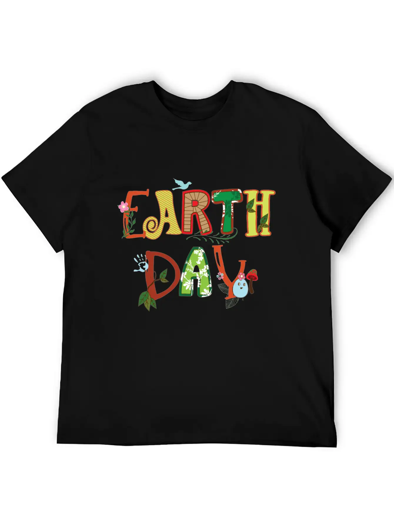 Cute Earth Day Leaves Vines Plants Letters Graphic Unisex Casual T-Shirt – Clean Design For Daily Comfort