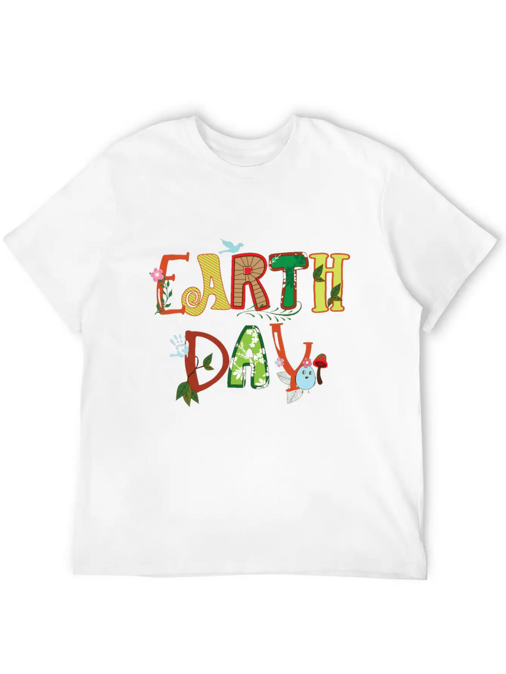 Cute Earth Day Leaves Vines Plants Letters Graphic Unisex Casual T-Shirt – Clean Design For Daily Comfort