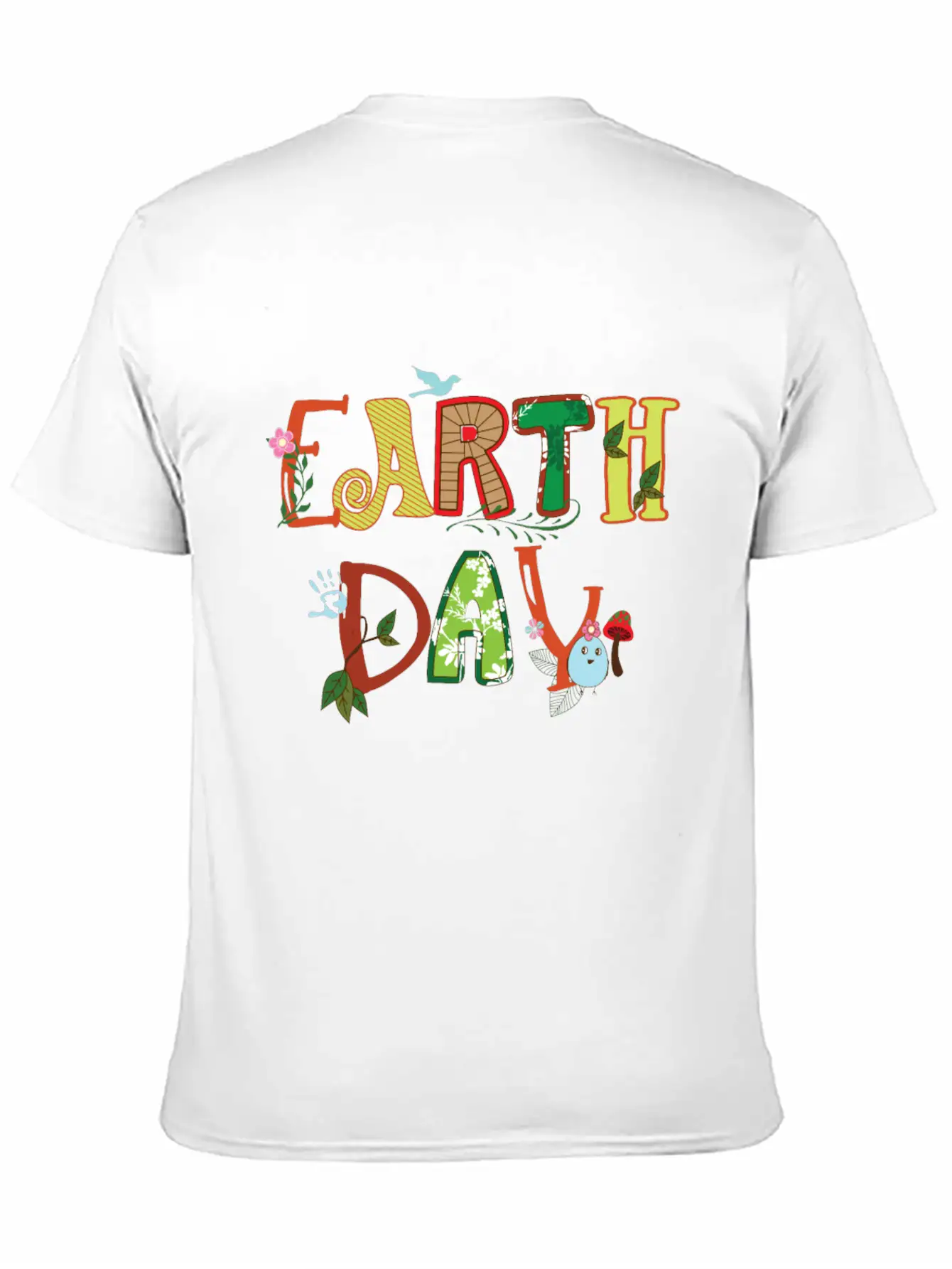 Cute Earth Day Leaves Vines Plants Letters Graphic Unisex Casual T-Shirt – Clean Design For Daily Comfort