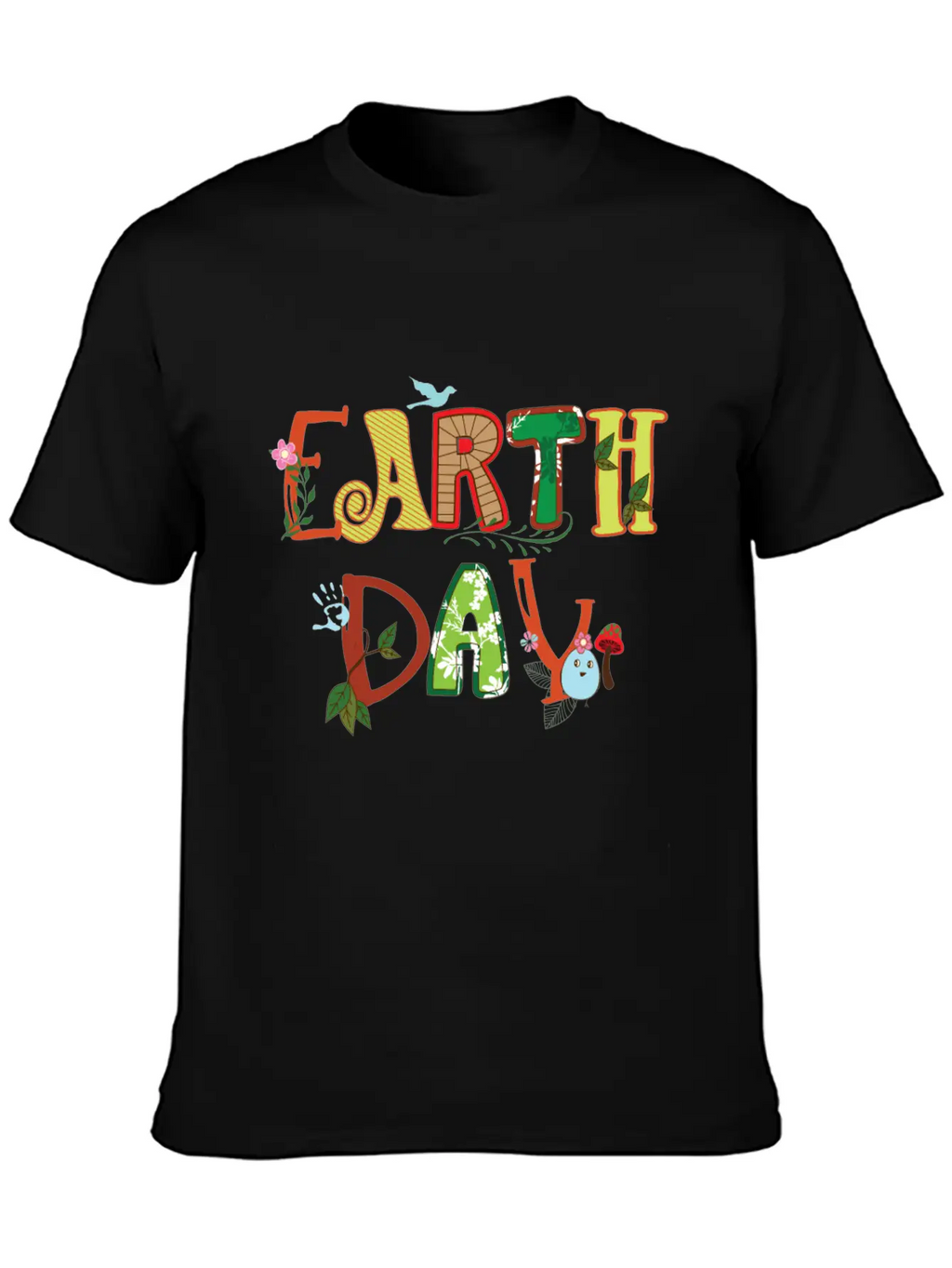 Cute Earth Day Leaves Vines Plants Letters Graphic Unisex Casual T-Shirt – Clean Design For Daily Comfort