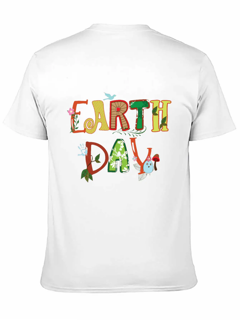 Cute Earth Day Leaves Vines Plants Letters Graphic Unisex Short Sleeve Soft Cotton T-Shirt – Casual Everyday Wear