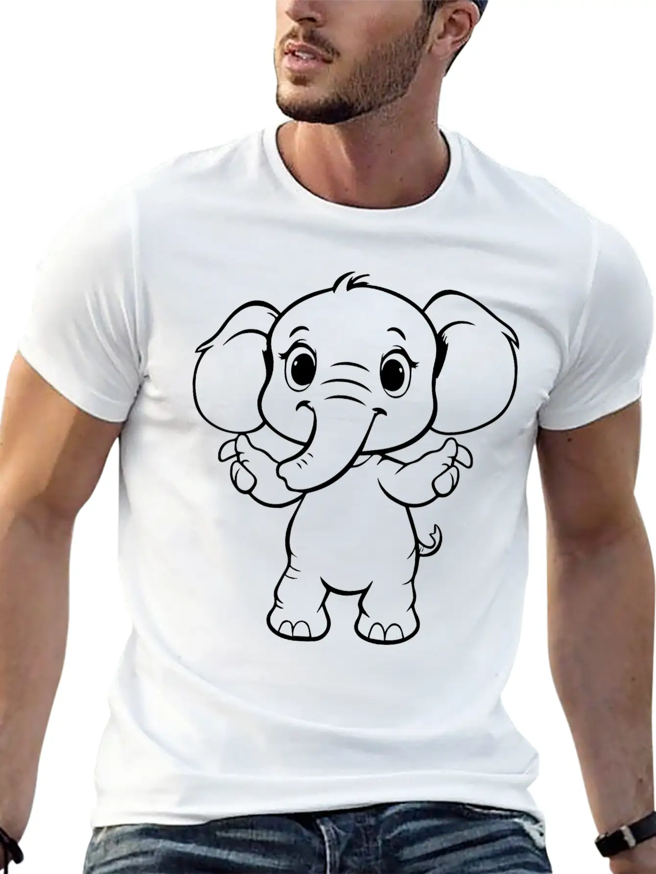Cute Elephant Unisex Casual T-Shirt – Clean Design For Daily Comfort