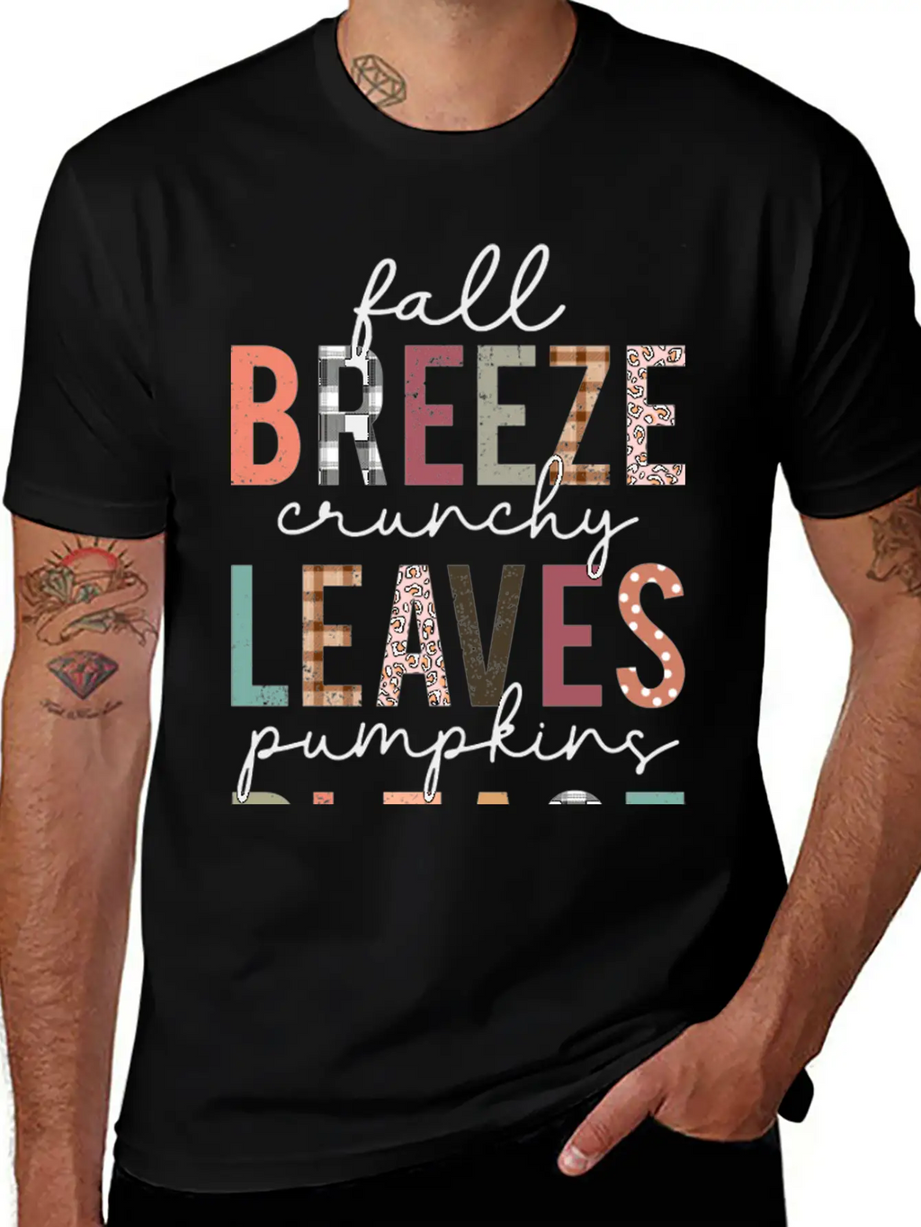 Cute Fall Breeze Crunchy Leaves Pumpkins Please Casual Graphic T-Shirt – Simple And Comfortable Daily Wear