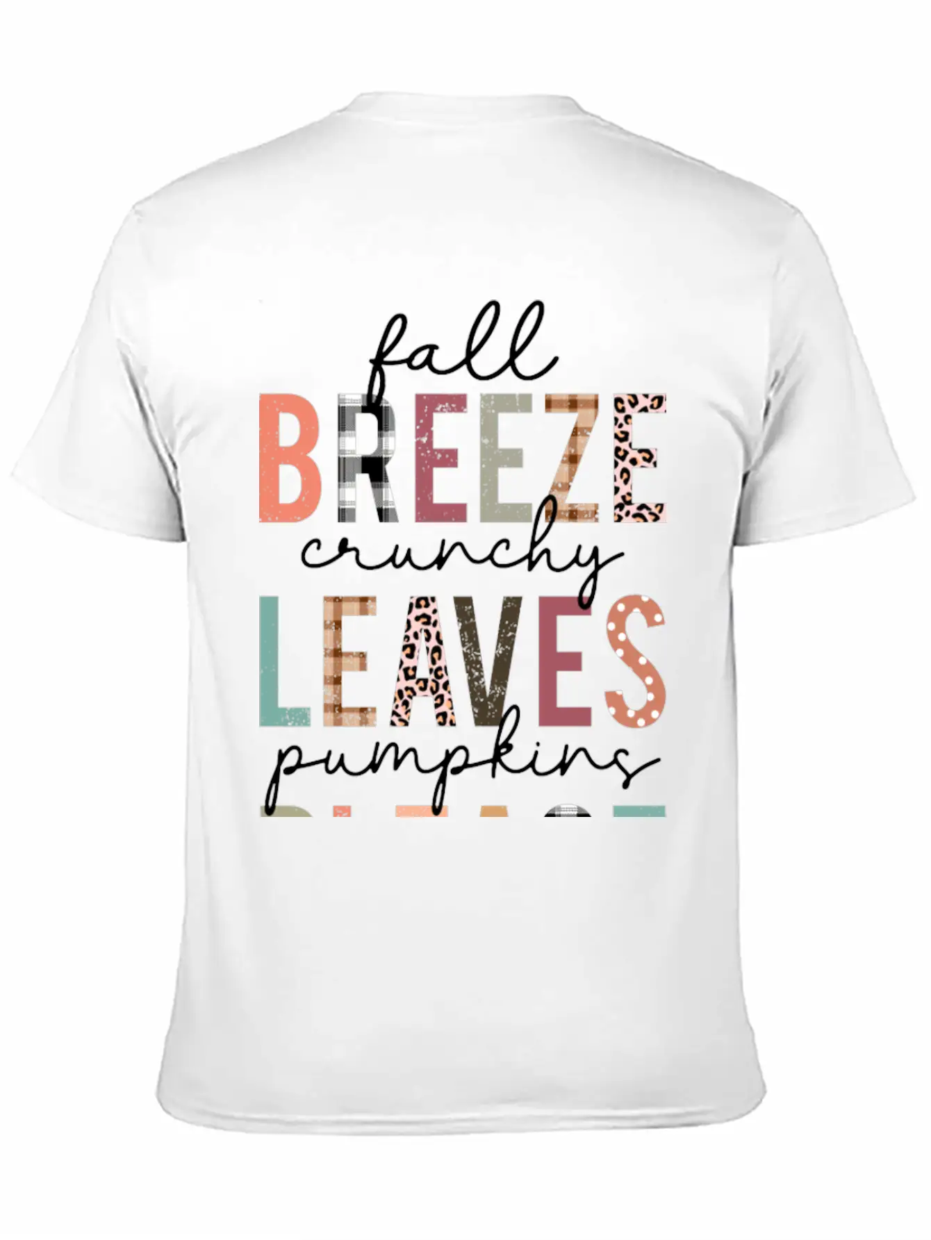 Cute Fall Breeze Crunchy Leaves Pumpkins Please Casual Graphic T-Shirt – Simple And Comfortable Daily Wear