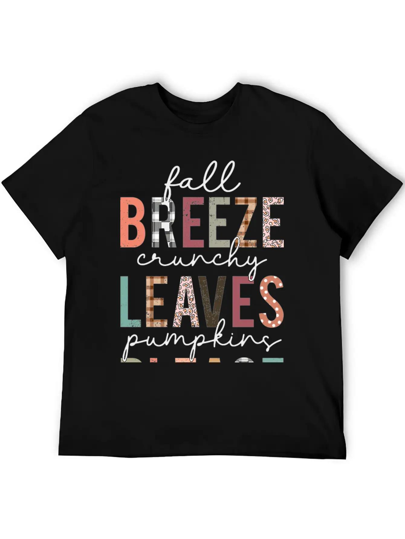 Cute Fall Breeze Crunchy Leaves Pumpkins Please Casual Graphic T-Shirt – Simple And Comfortable Daily Wear