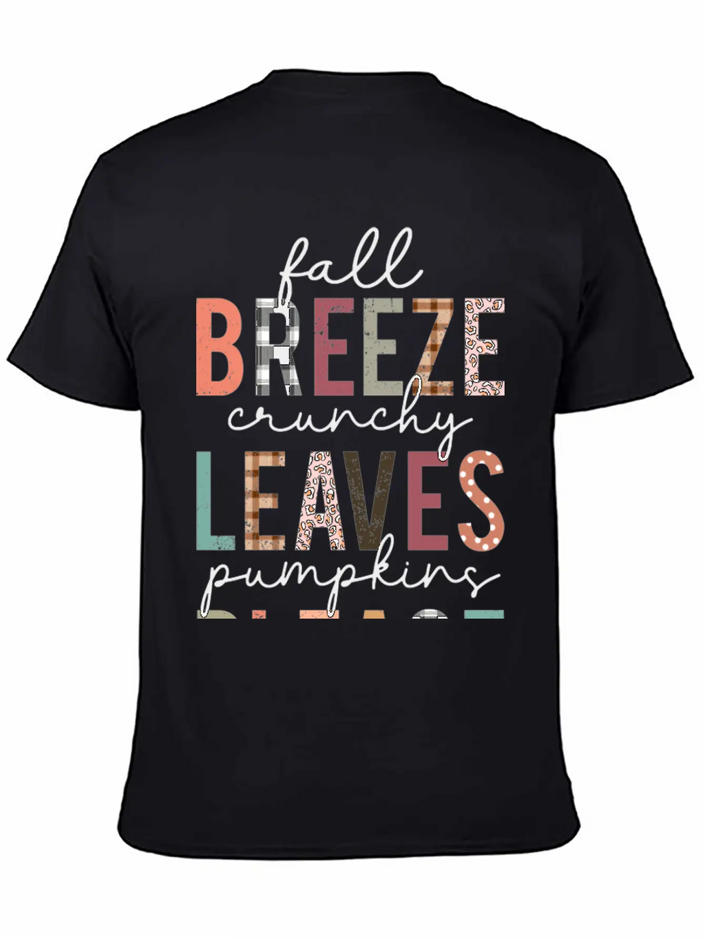 Cute Fall Breeze Crunchy Leaves Pumpkins Please Casual Graphic T-Shirt – Simple And Comfortable Daily Wear