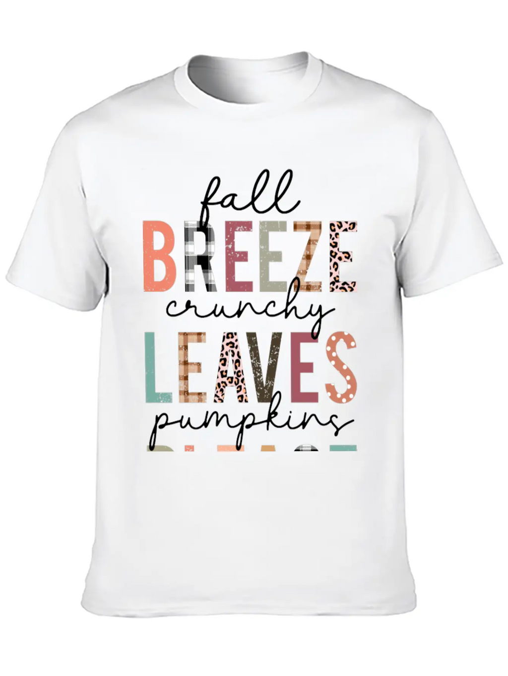 Cute Fall Breeze Crunchy Leaves Pumpkins Please Casual Graphic T-Shirt – Simple And Comfortable Daily Wear