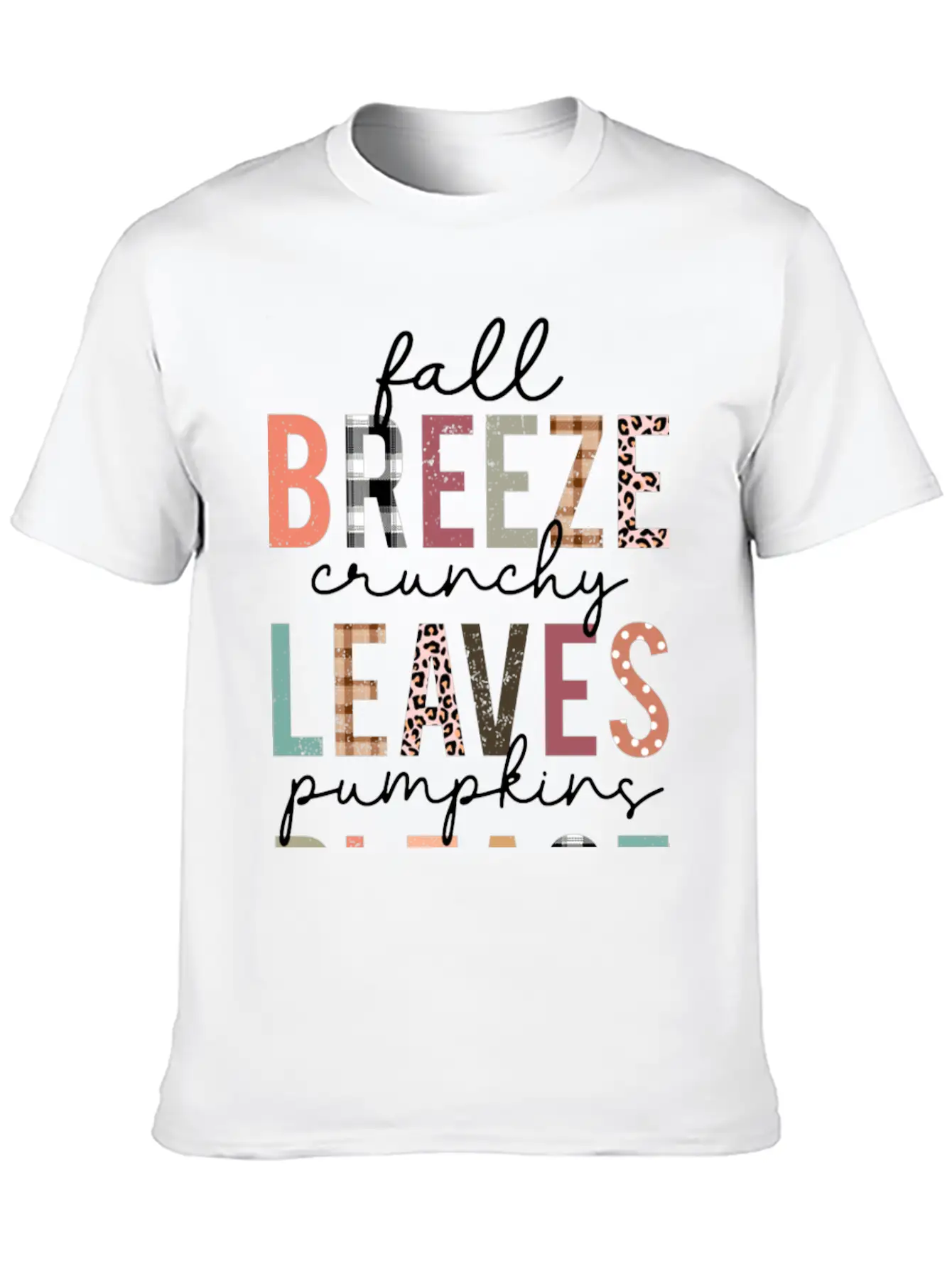 Cute Fall Breeze Crunchy Leaves Pumpkins Please Casual Graphic T-Shirt – Simple And Comfortable Daily Wear