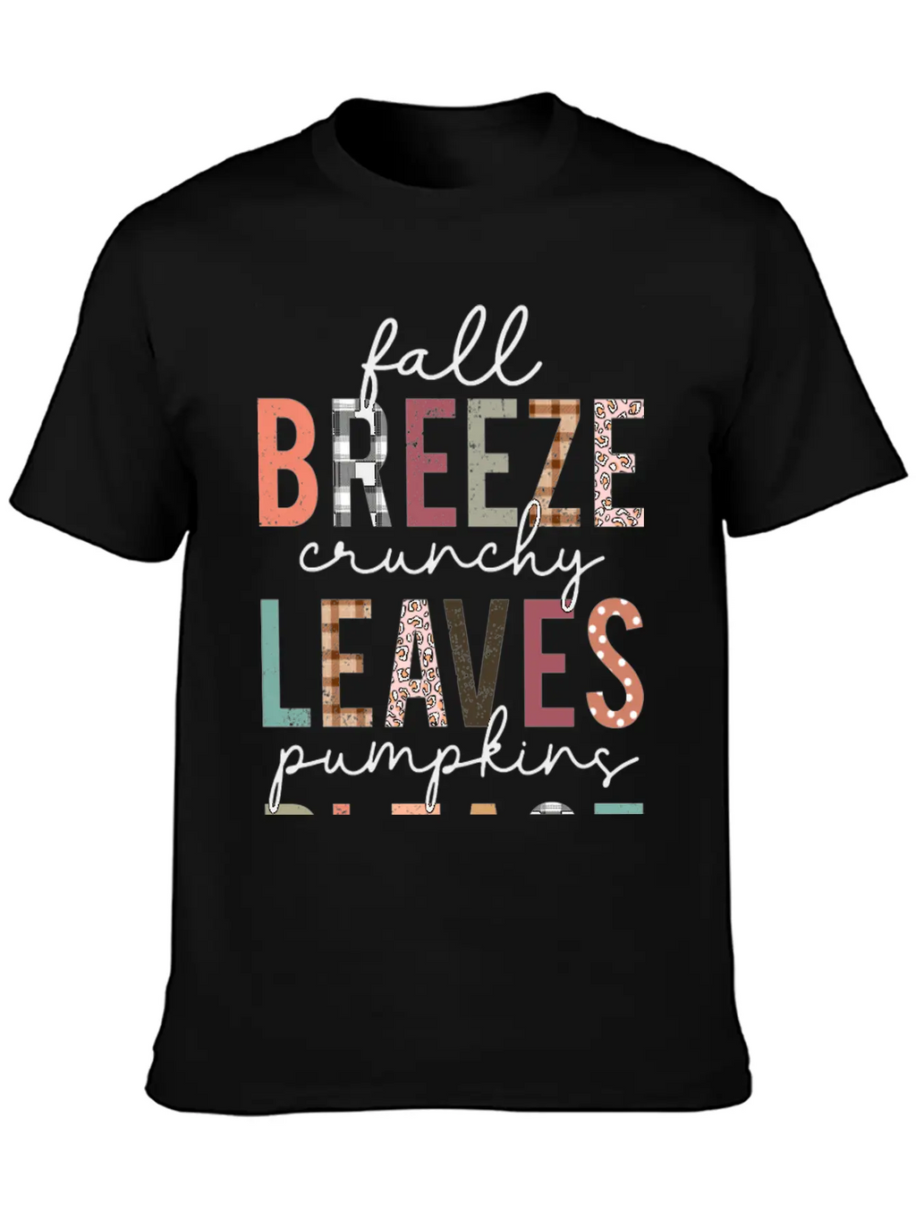 Cute Fall Breeze Crunchy Leaves Pumpkins Please Casual Graphic T-Shirt – Simple And Comfortable Daily Wear