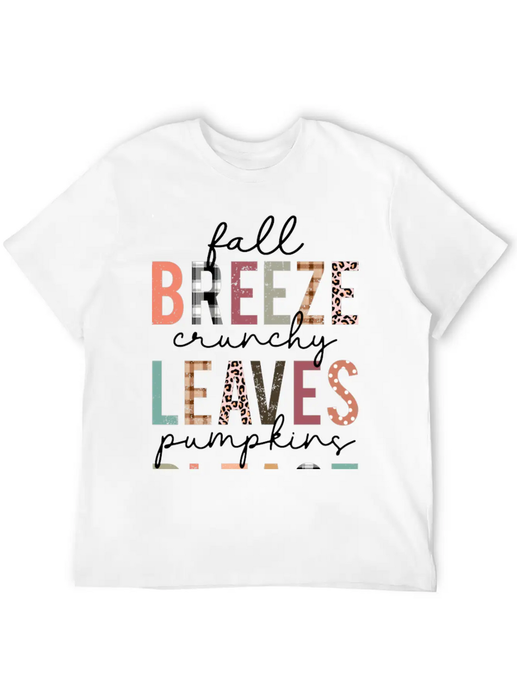 Cute Fall Breeze Crunchy Leaves Pumpkins Please Casual Graphic T-Shirt – Simple And Comfortable Daily Wear