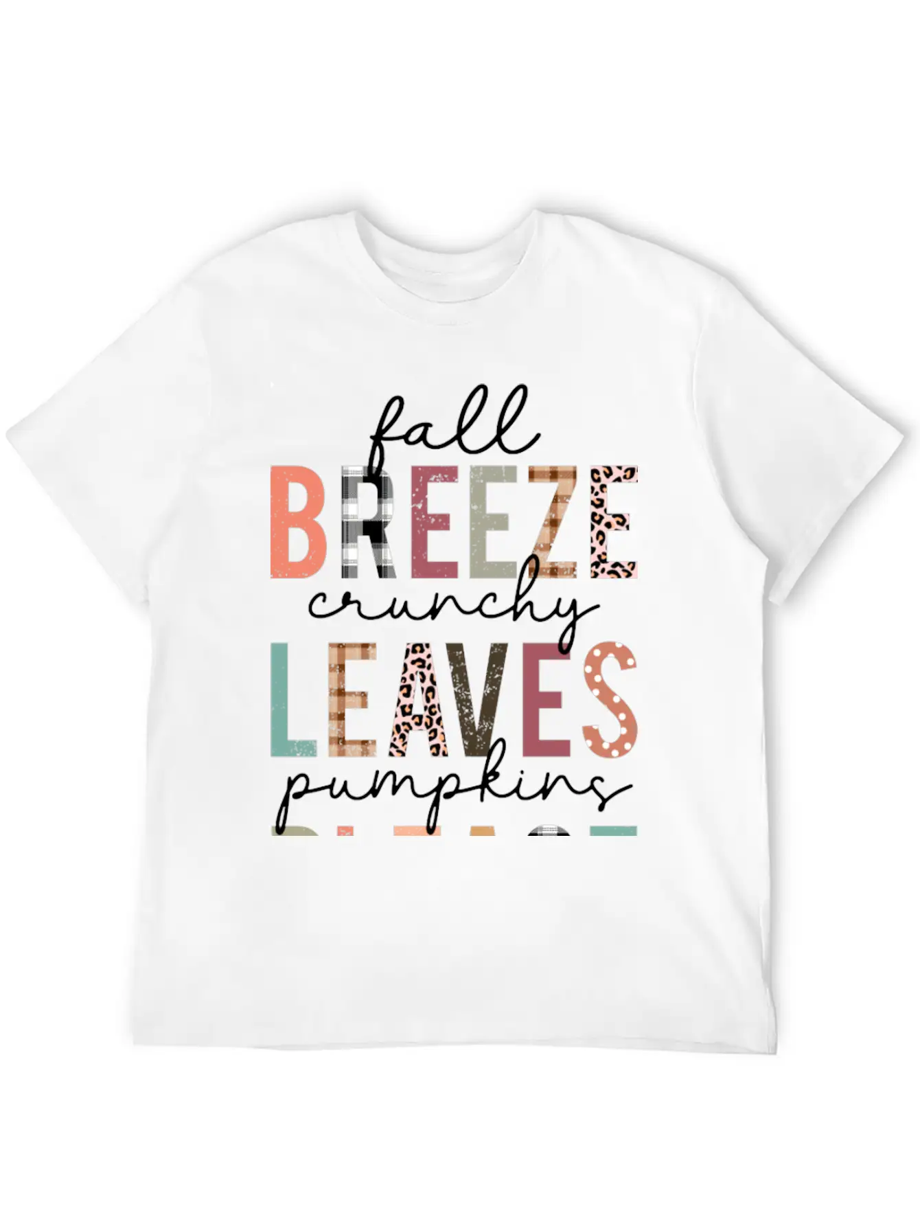 Cute Fall Breeze Crunchy Leaves Pumpkins Please Casual Graphic T-Shirt – Simple And Comfortable Daily Wear