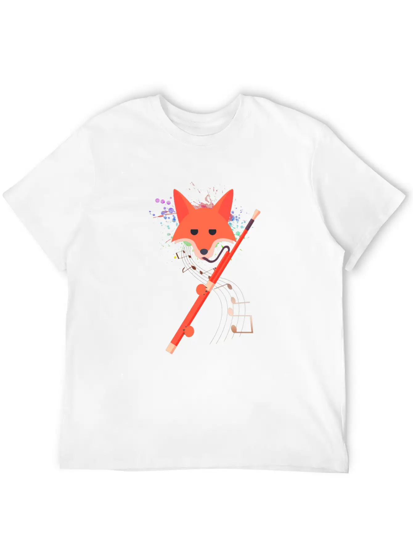Cute Fox Playing Bassoon Wind Musician Animal Gift Casual Graphic T-Shirt – Simple And Comfortable Daily Wear