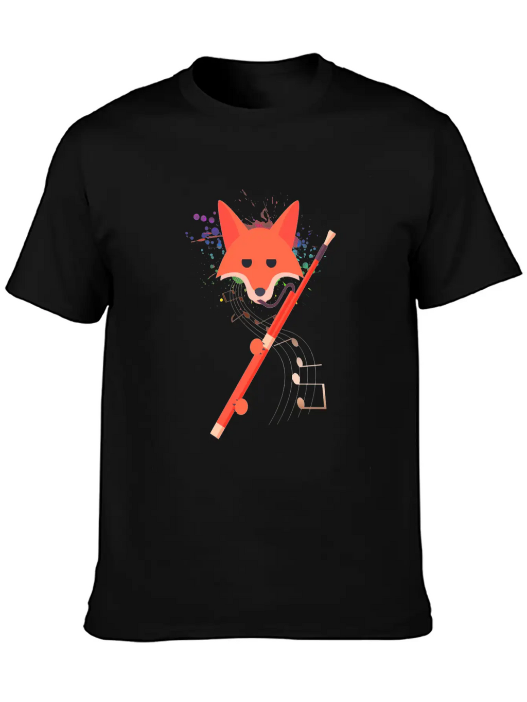 Cute Fox Playing Bassoon Wind Musician Animal Gift Casual Graphic T-Shirt – Simple And Comfortable Daily Wear