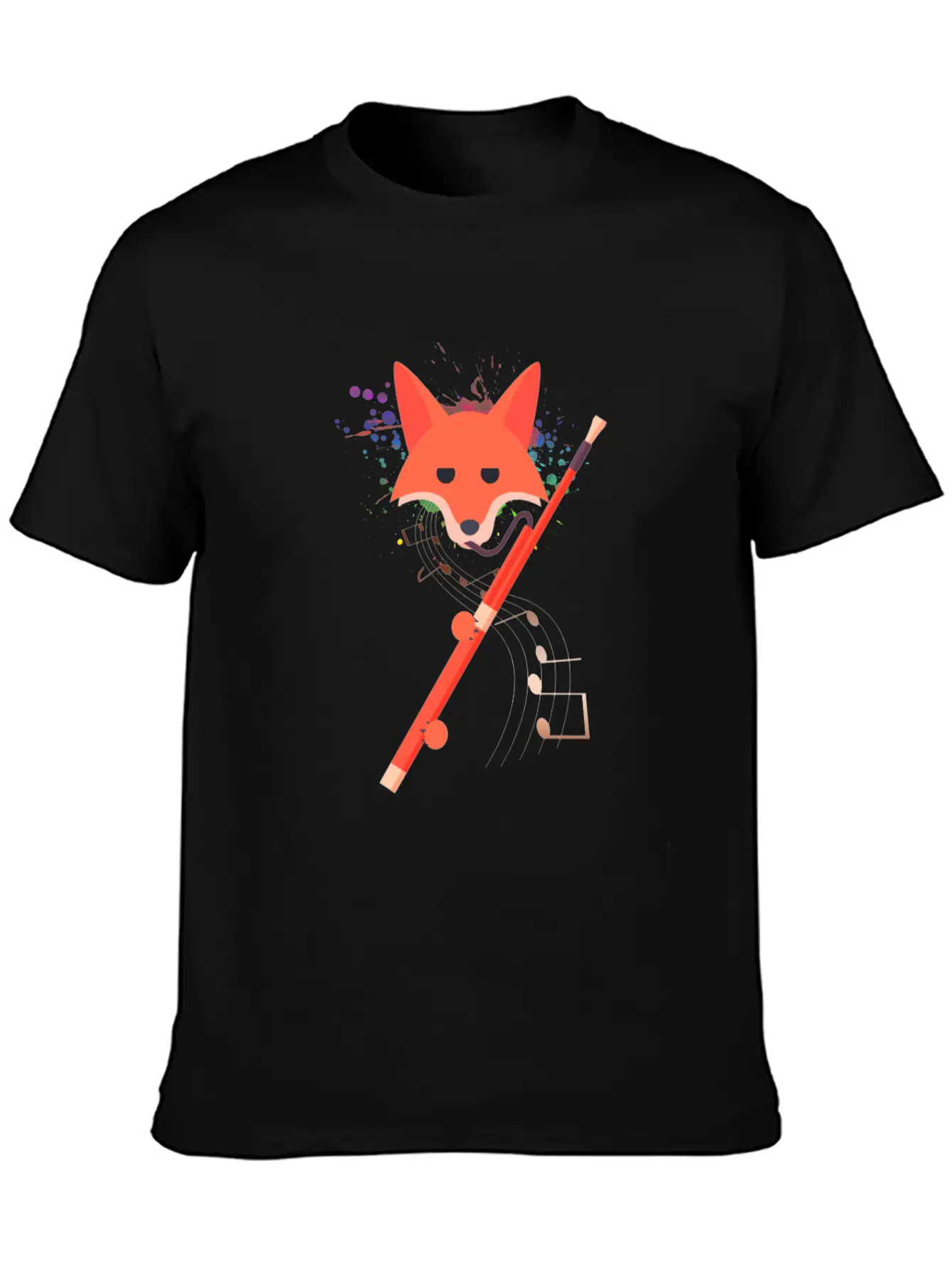 Cute Fox Playing Bassoon Wind Musician Animal Gift Casual Graphic T-Shirt – Simple And Comfortable Daily Wear
