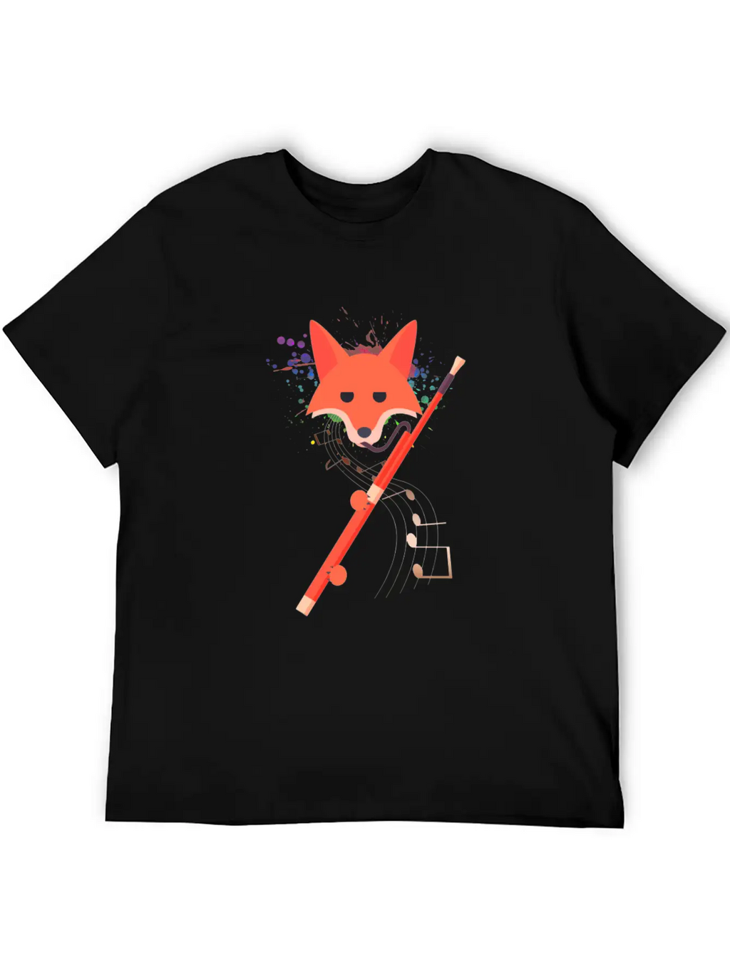 Cute Fox Playing Bassoon Wind Musician Animal Gift Casual Graphic T-Shirt – Simple And Comfortable Daily Wear