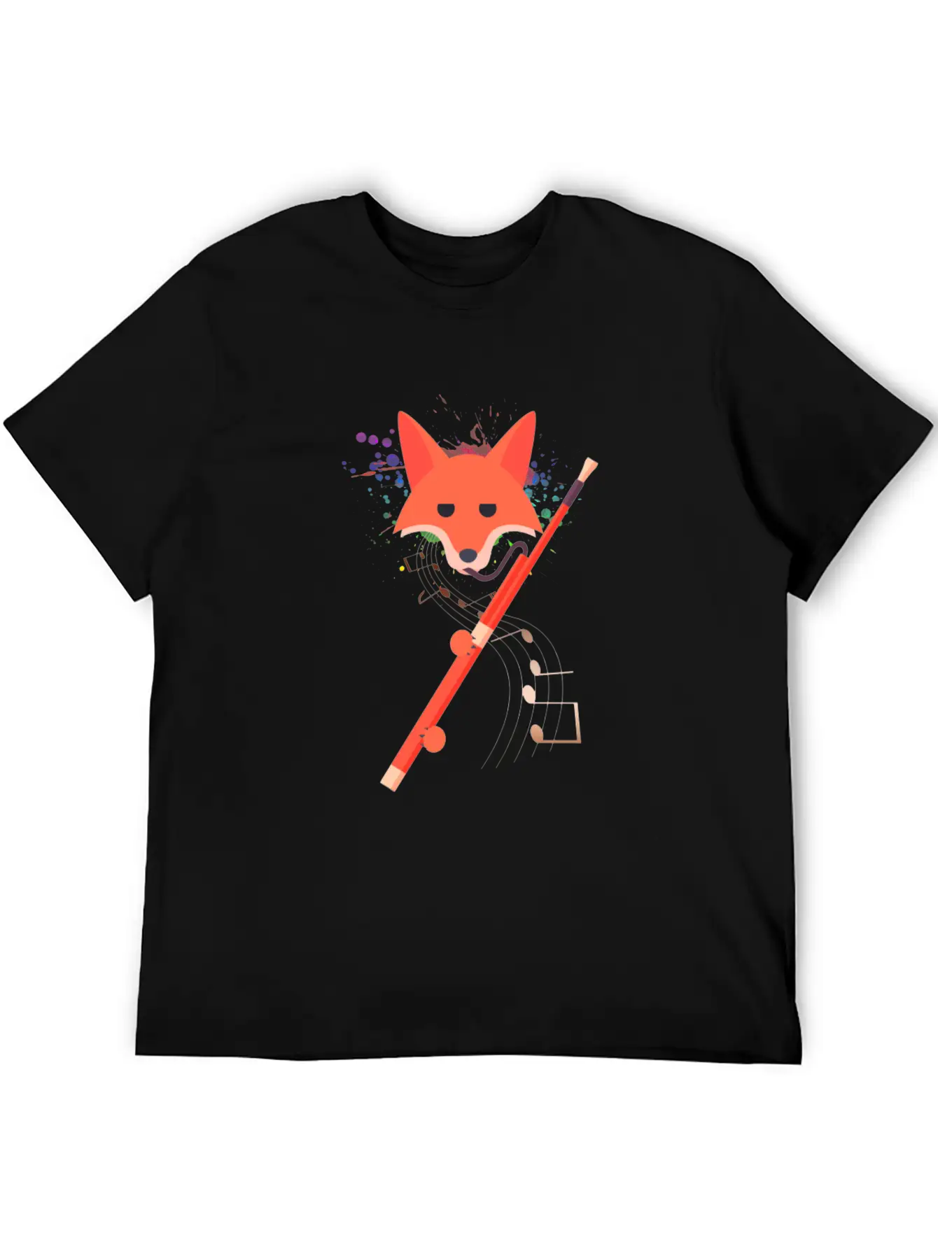 Cute Fox Playing Bassoon Wind Musician Animal Gift Casual Graphic T-Shirt – Simple And Comfortable Daily Wear