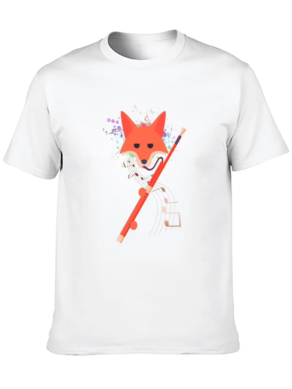 Cute Fox Playing Bassoon Wind Musician Animal Gift Casual Graphic T-Shirt – Simple And Comfortable Daily Wear