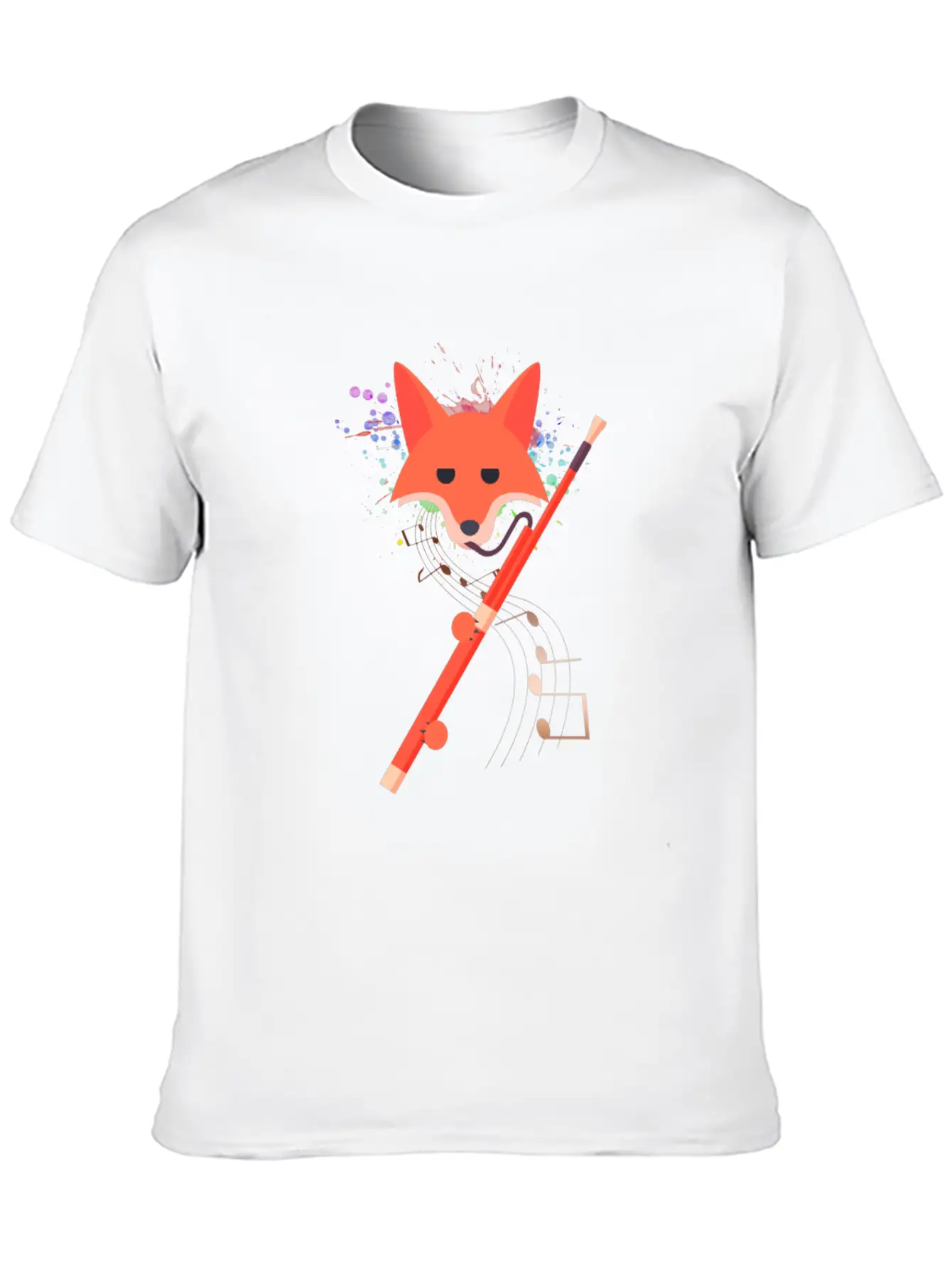 Cute Fox Playing Bassoon Wind Musician Animal Gift Casual Graphic T-Shirt – Simple And Comfortable Daily Wear