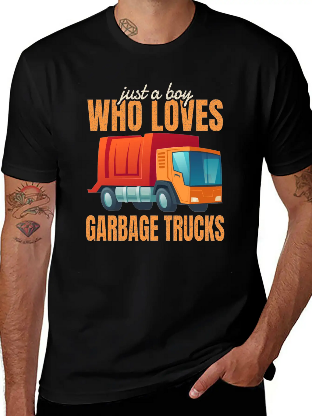 Cute Gift Kids Just A Boy Who Loves Garbage Trucks Breathable Soft Cotton T-Shirt – Timeless Casual Look