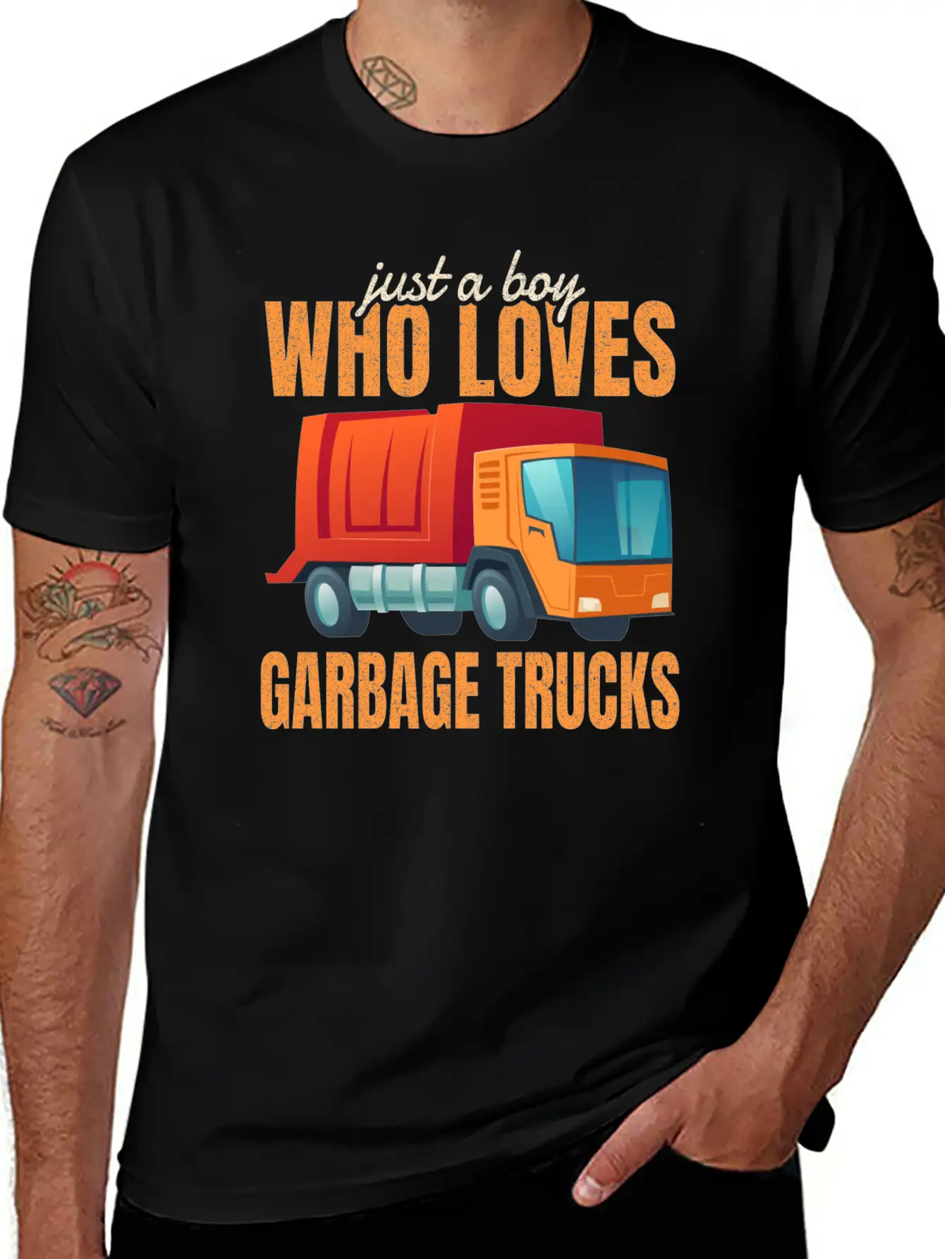 Cute Gift Kids Just A Boy Who Loves Garbage Trucks Breathable Soft Cotton T-Shirt – Timeless Casual Look