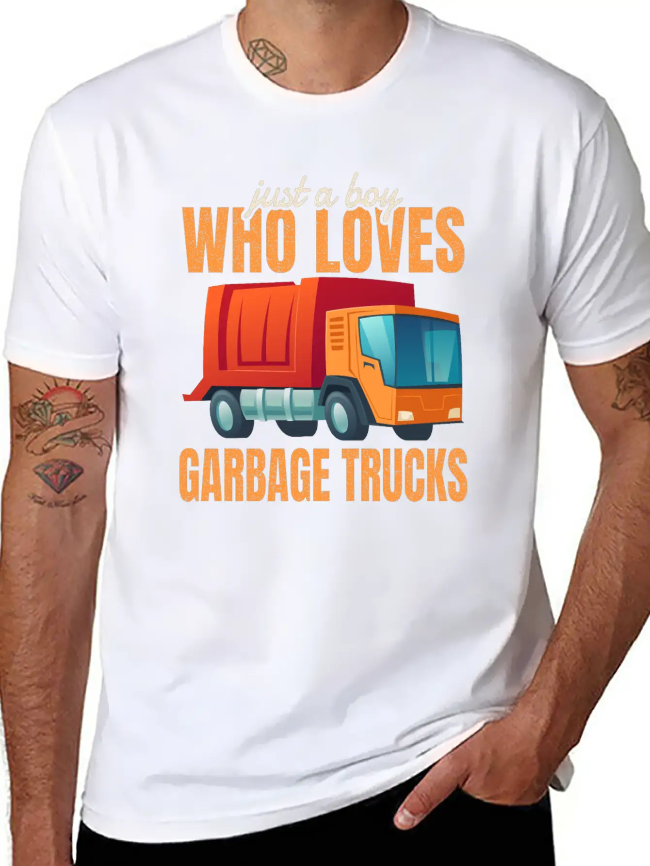 Cute Gift Kids Just A Boy Who Loves Garbage Trucks Breathable Soft Cotton T-Shirt – Timeless Casual Look