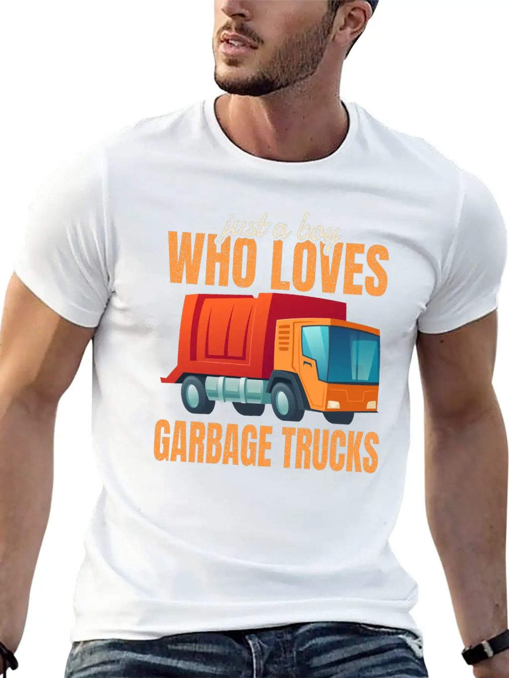 Cute Gift Kids Just A Boy Who Loves Garbage Trucks Breathable Soft Cotton T-Shirt – Timeless Casual Look