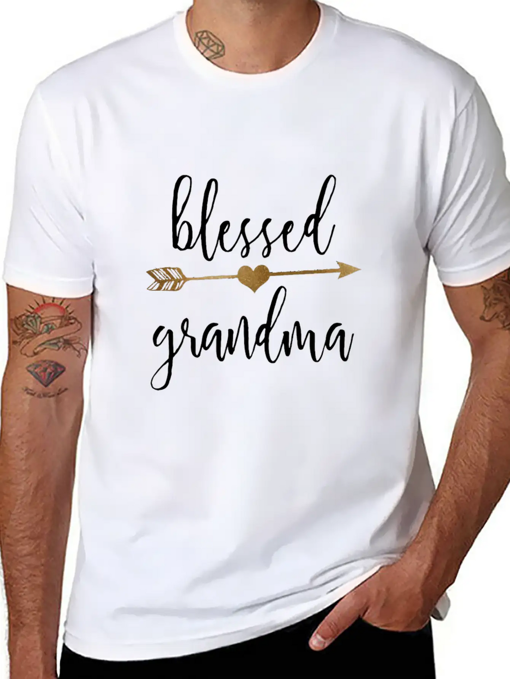 Cute Gold Arrow Blessed Grandma Grandmother Unisex Casual T-Shirt – Clean Design For Daily Comfort