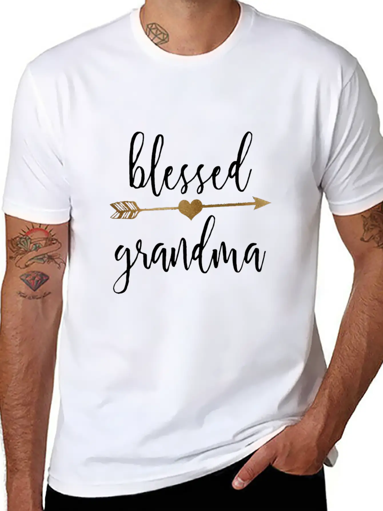 Cute Gold Arrow Blessed Grandma Grandmother Unisex Casual T-Shirt – Clean Design For Daily Comfort
