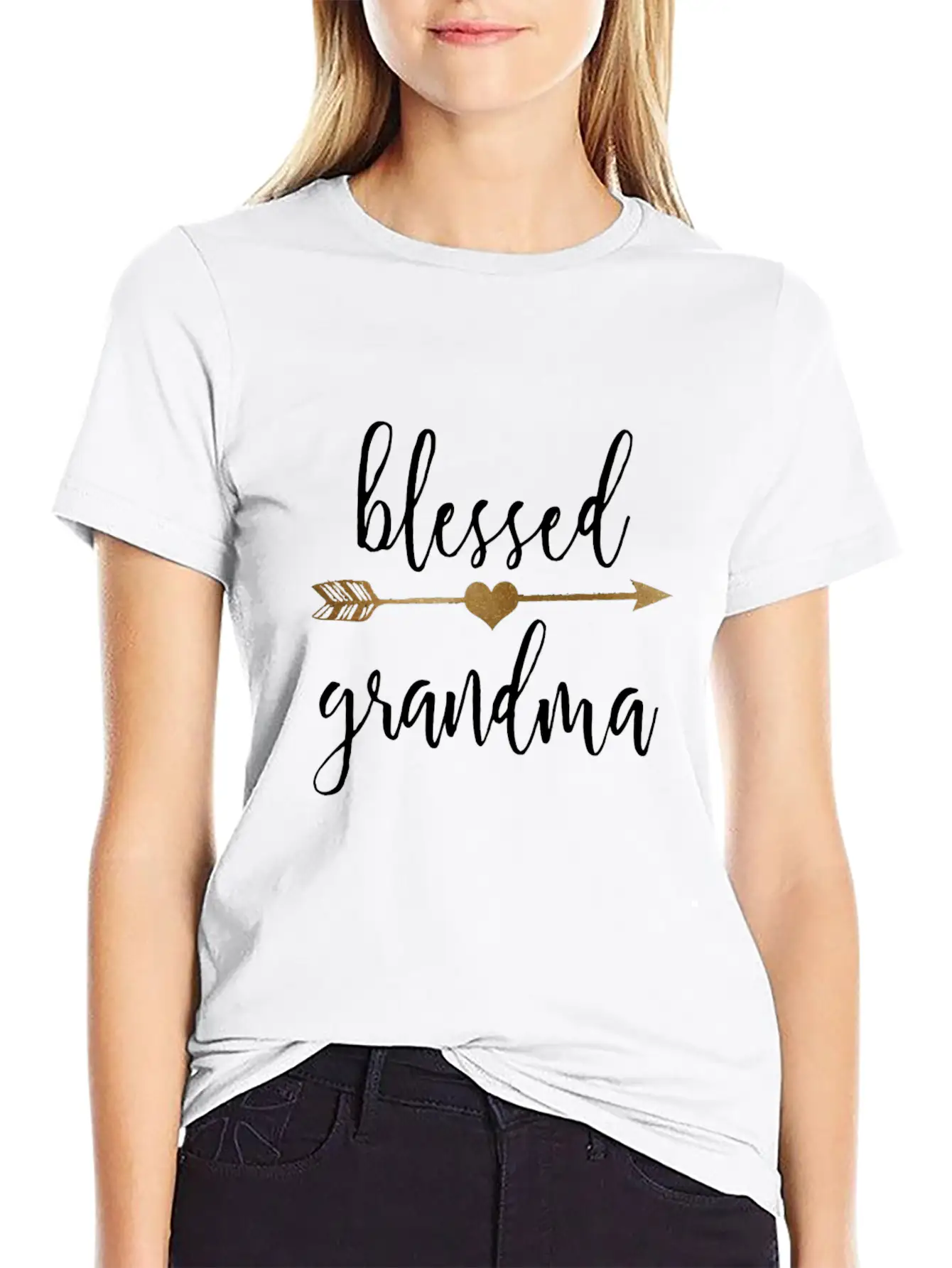 Cute Gold Arrow Blessed Grandma Grandmother Unisex Casual T-Shirt – Clean Design For Daily Comfort