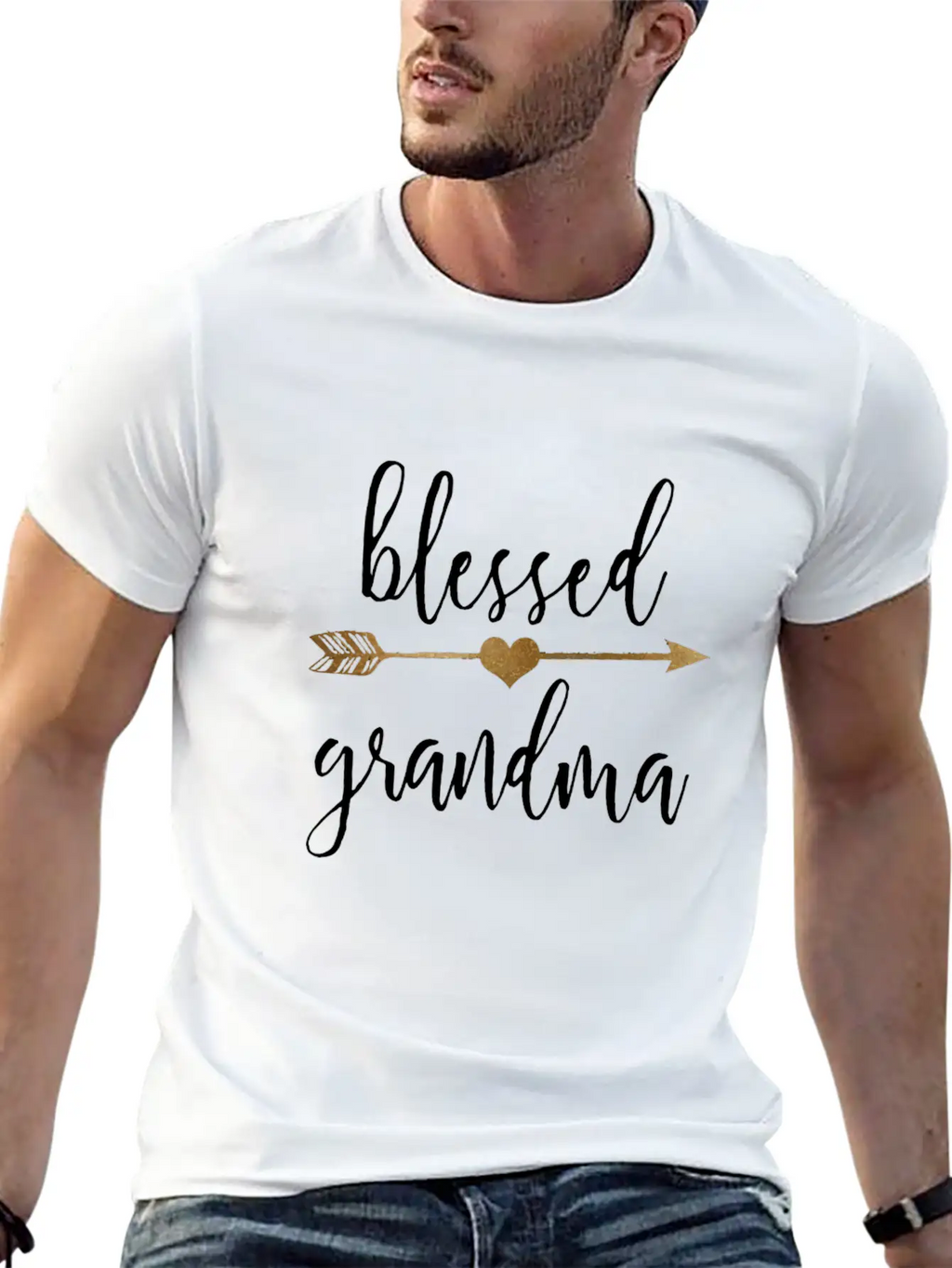 Cute Gold Arrow Blessed Grandma Grandmother Unisex Casual T-Shirt – Clean Design For Daily Comfort