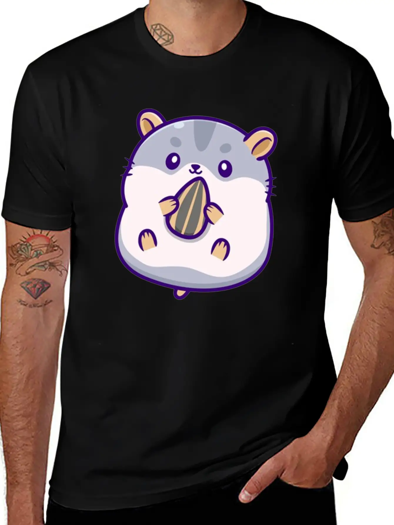 Cute Hamster Eating Sunflower Seed Unisex Casual T-Shirt – Clean Design For Daily Comfort