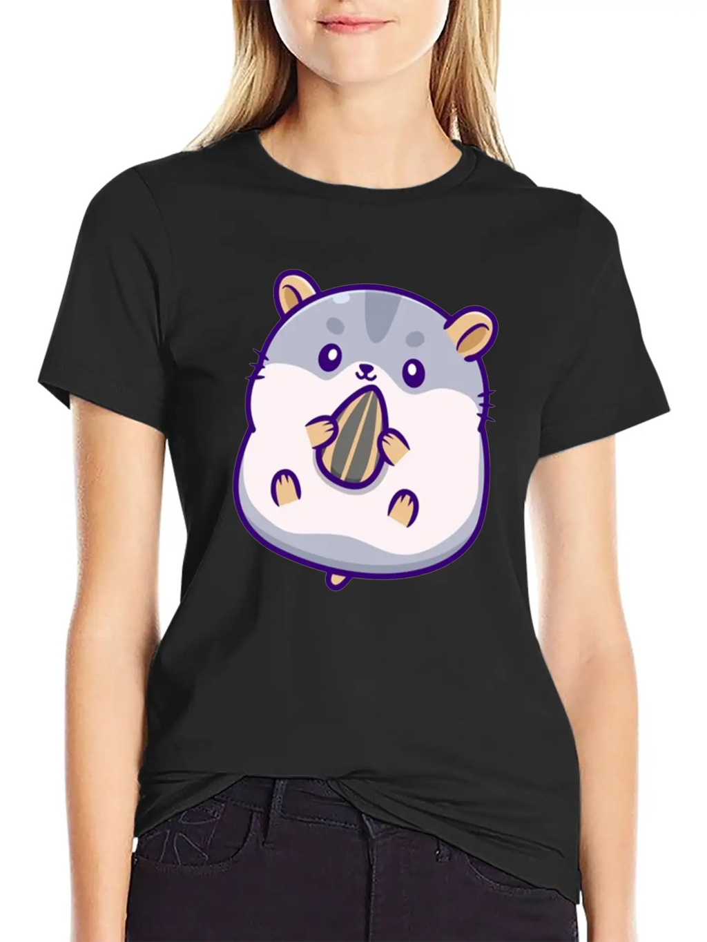 Cute Hamster Eating Sunflower Seed Unisex Casual T-Shirt – Clean Design For Daily Comfort