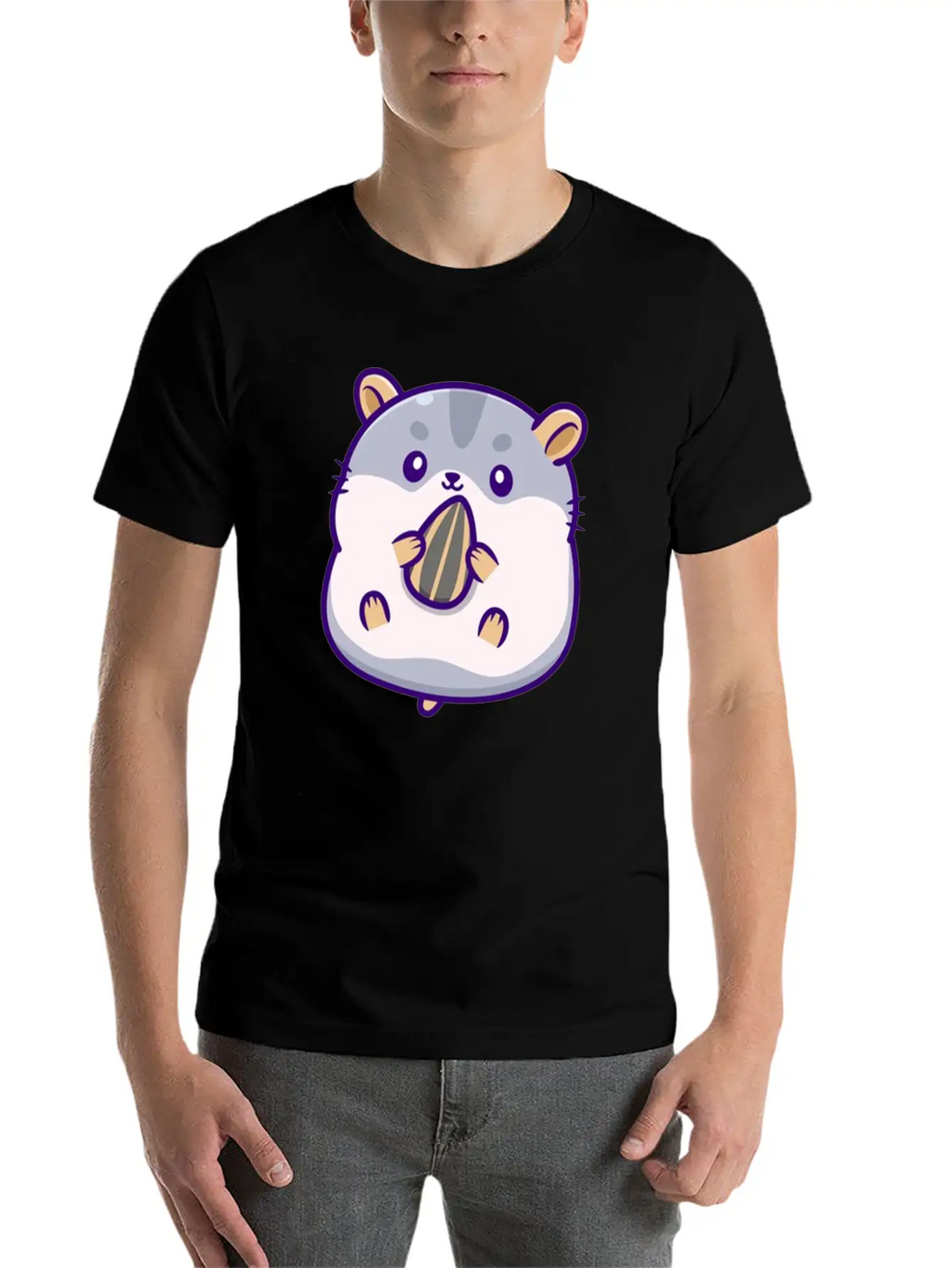 Cute Hamster Eating Sunflower Seed Unisex Casual T-Shirt – Clean Design For Daily Comfort